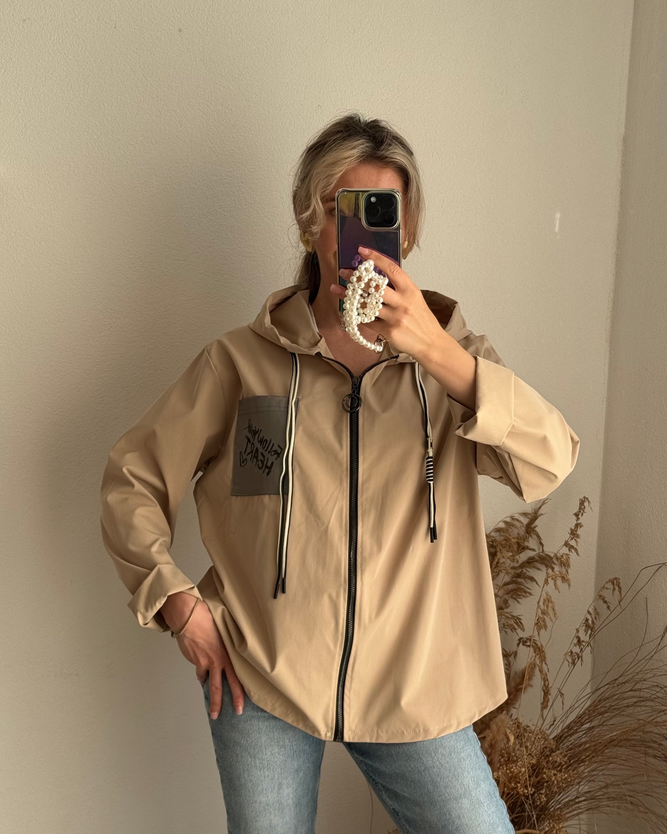 Sommerjacke FOLLOW YOUR HEART beige