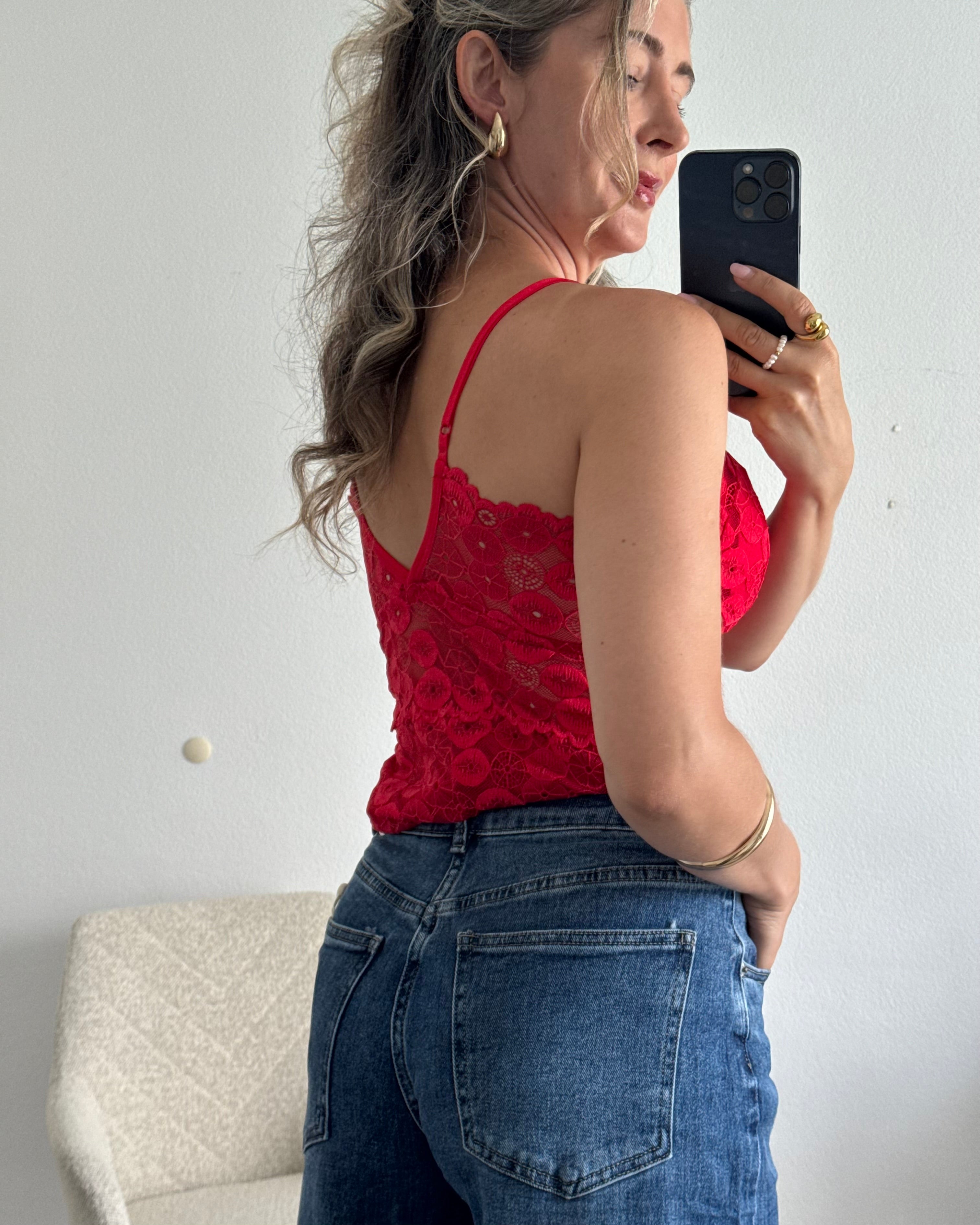 Spitzentop Lace Love Rot