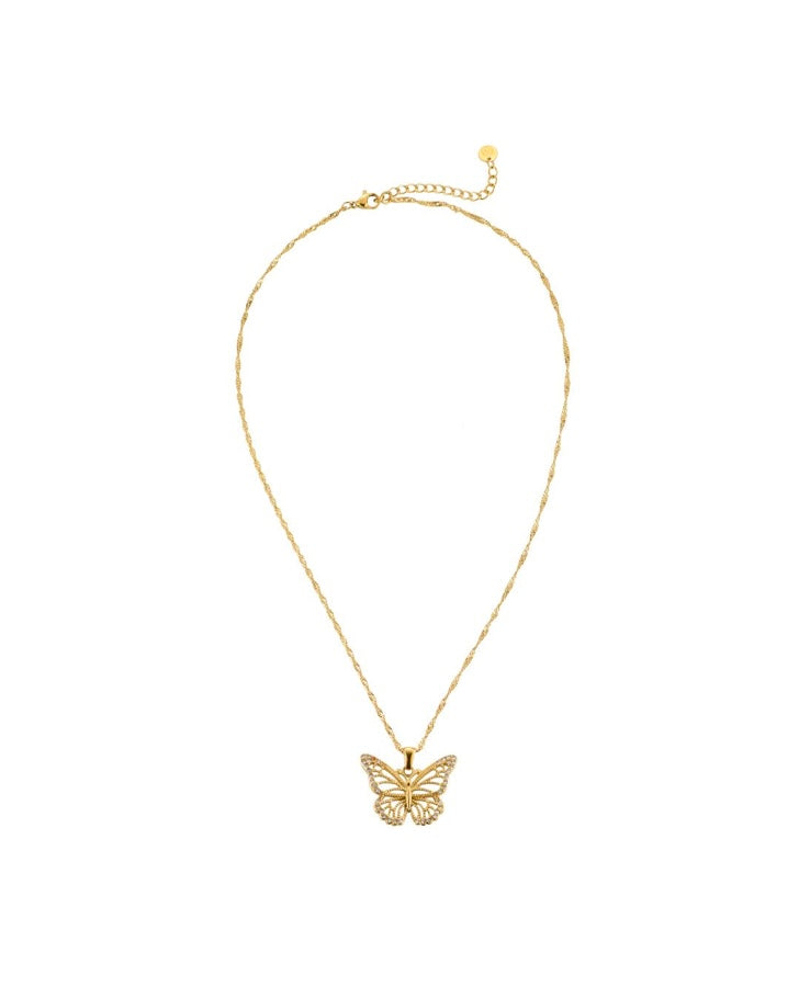 Big Butterfly Glitter Edelstahl Halskette