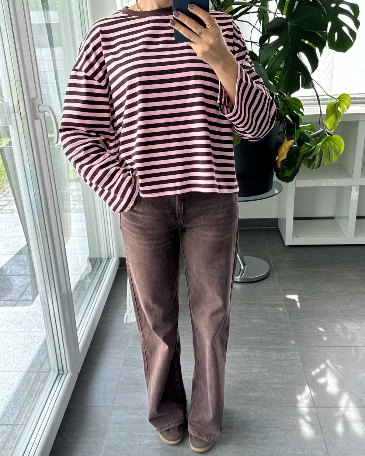 Wide leg stretch Jeans Dark Taupe