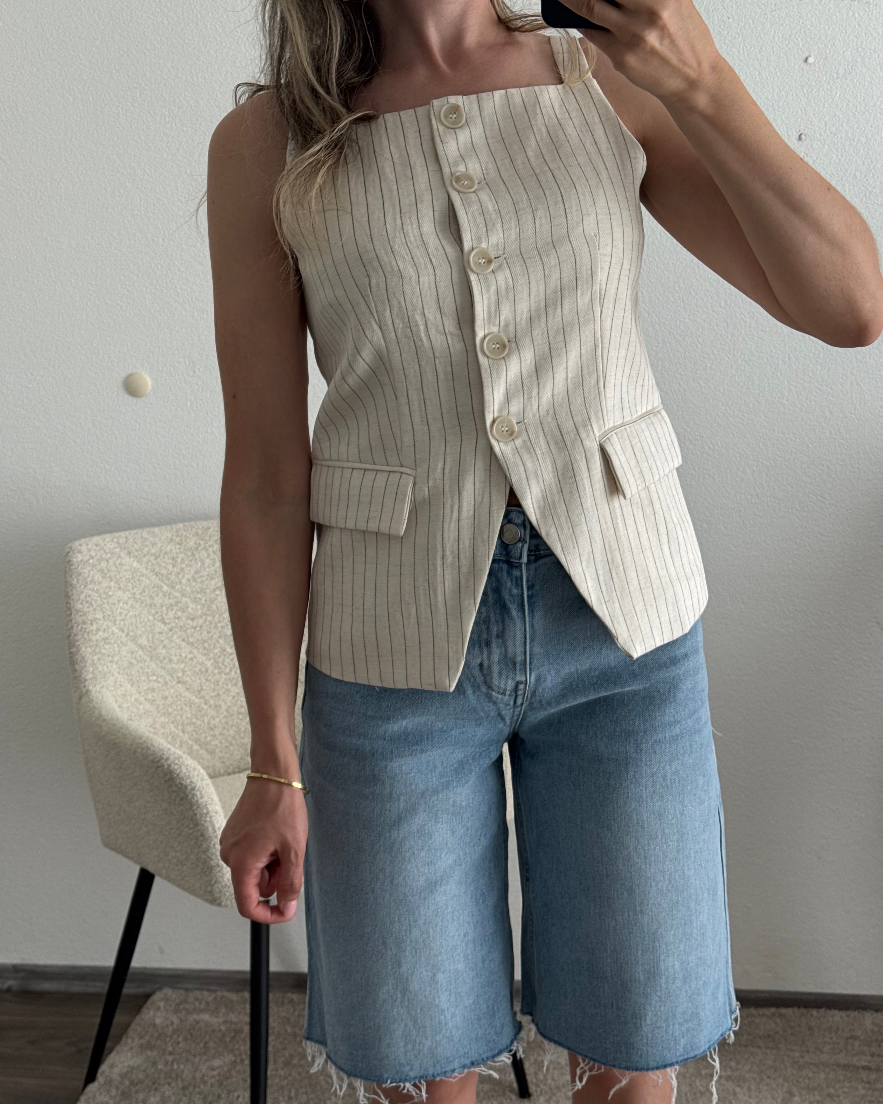 Weste pinstripes beige