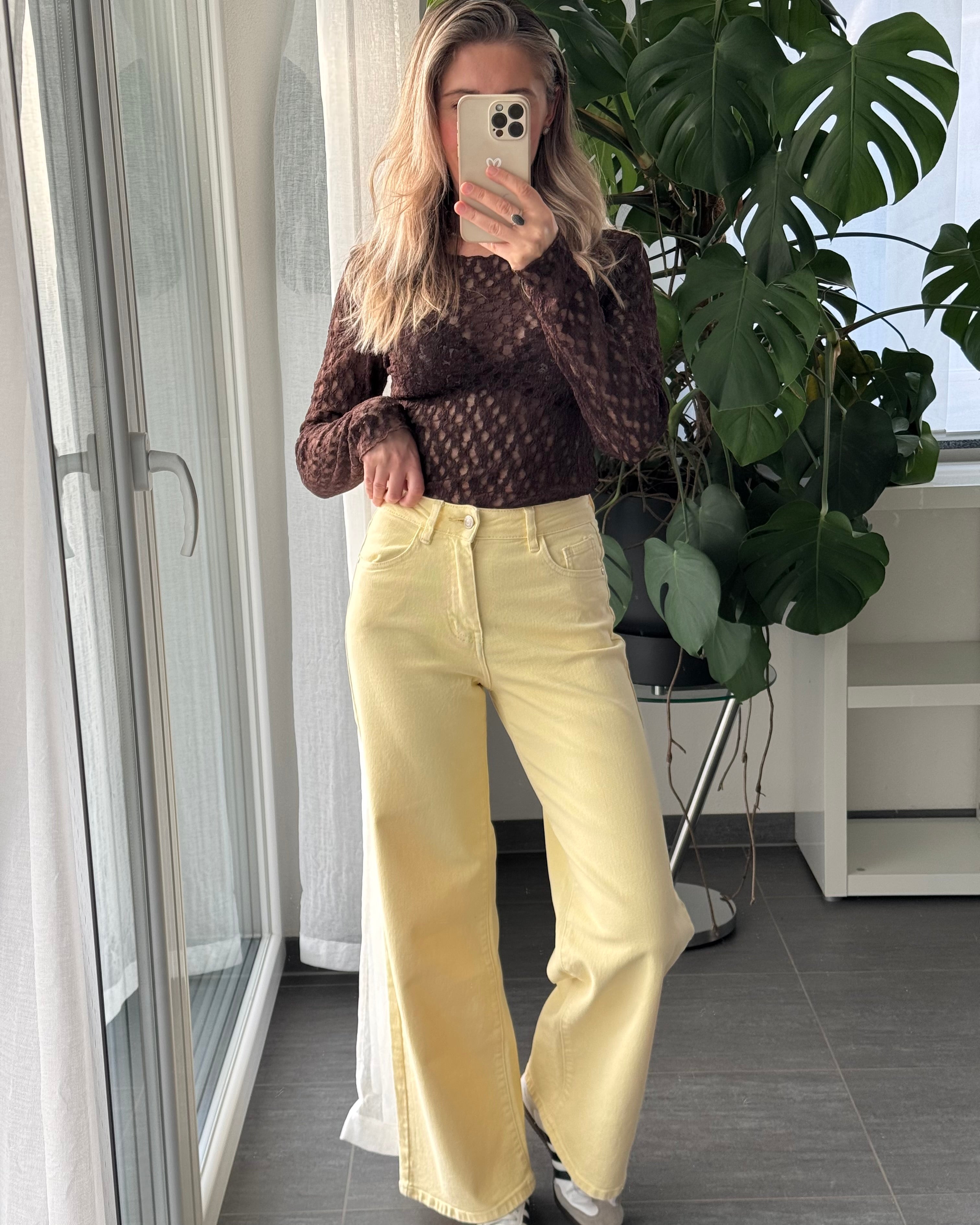 Wide leg stretch Jeans Butter Yellow