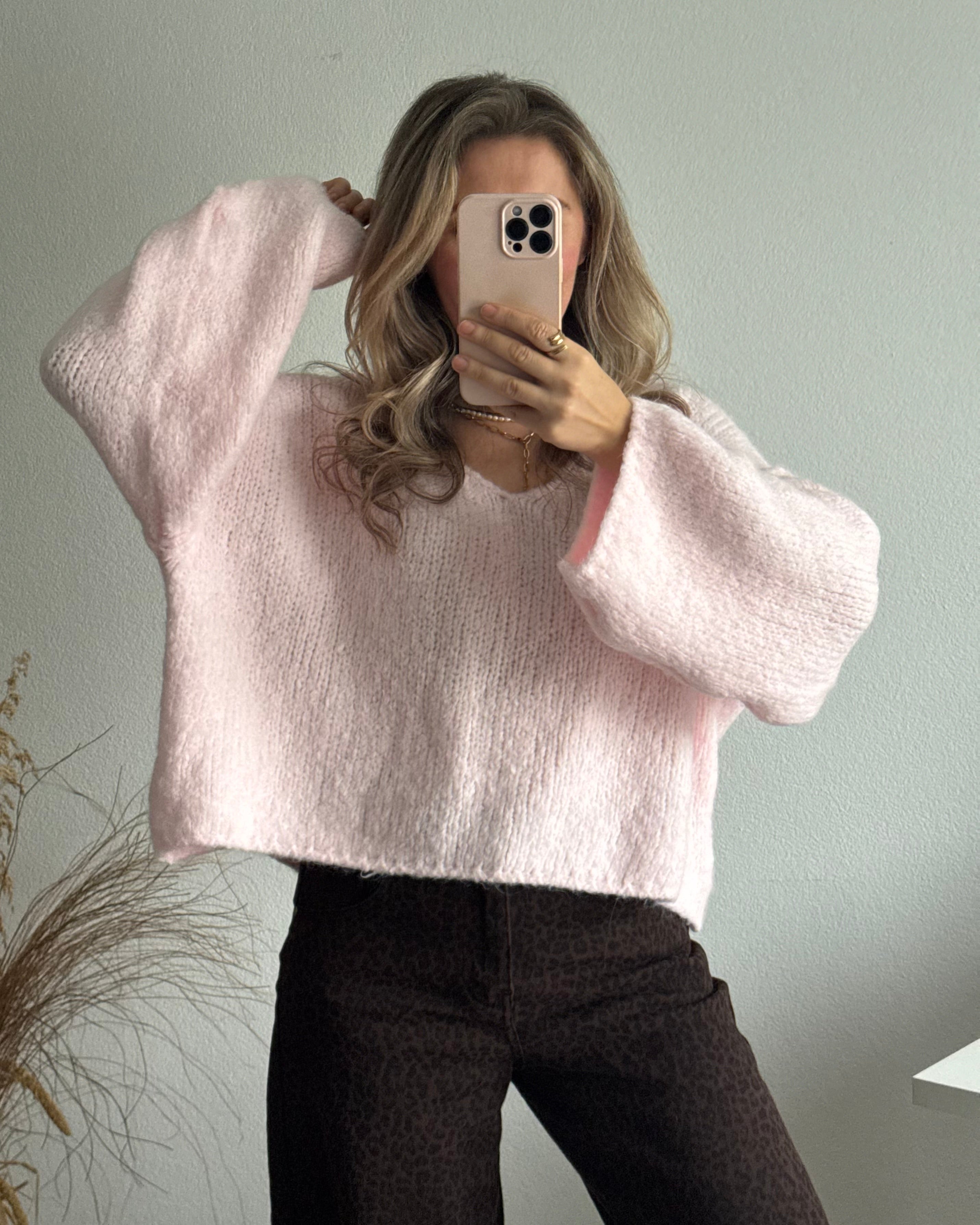 Strickpullover Fluffy Zartes Rosa