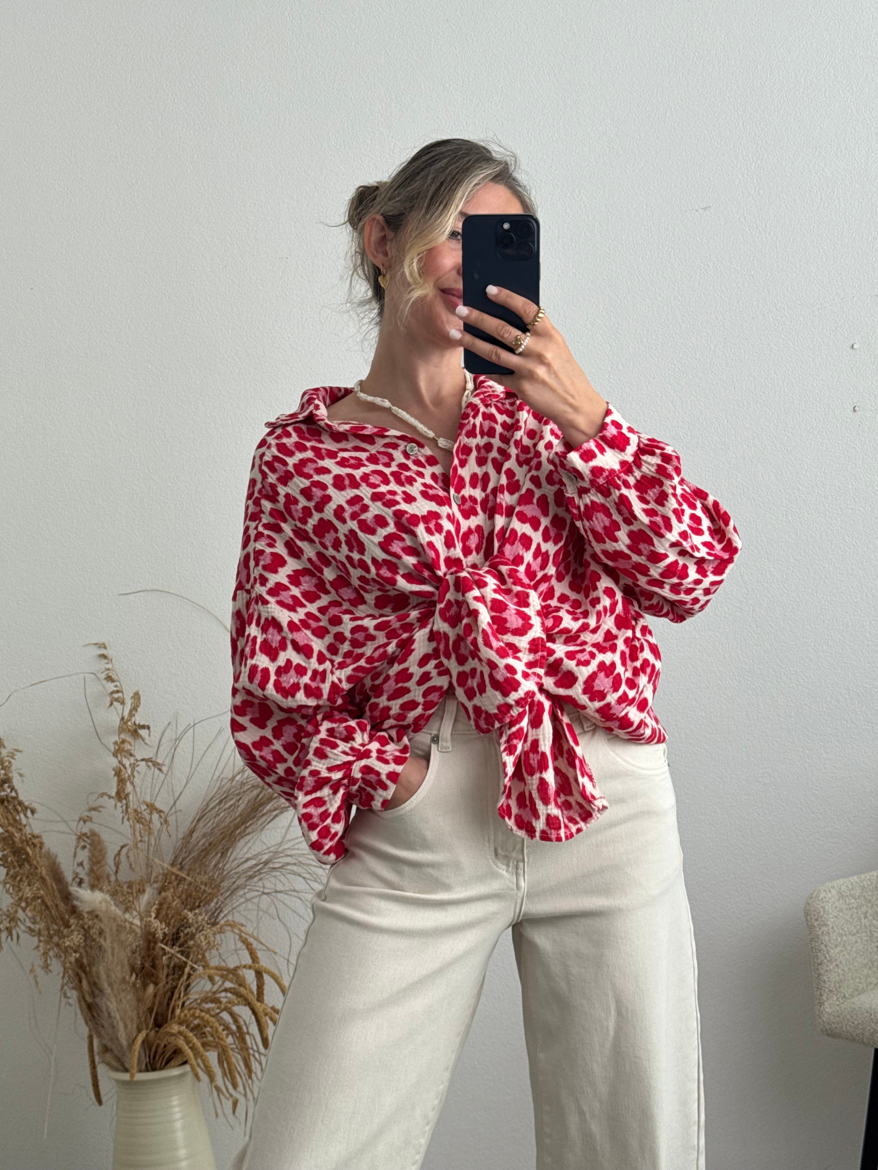 Musselinbluse Leo rot