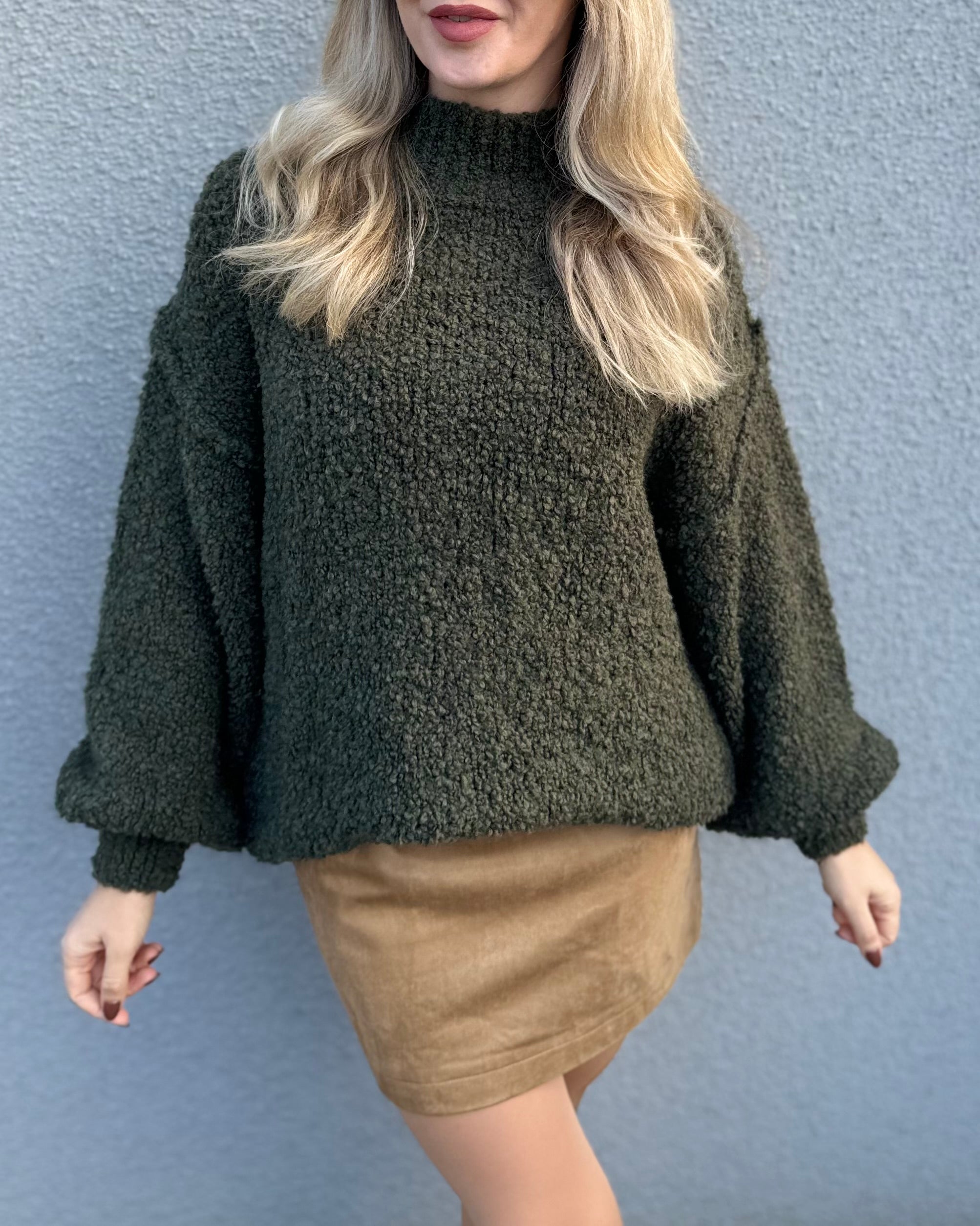 Bouclé oversize Pullover schmal KHAKI