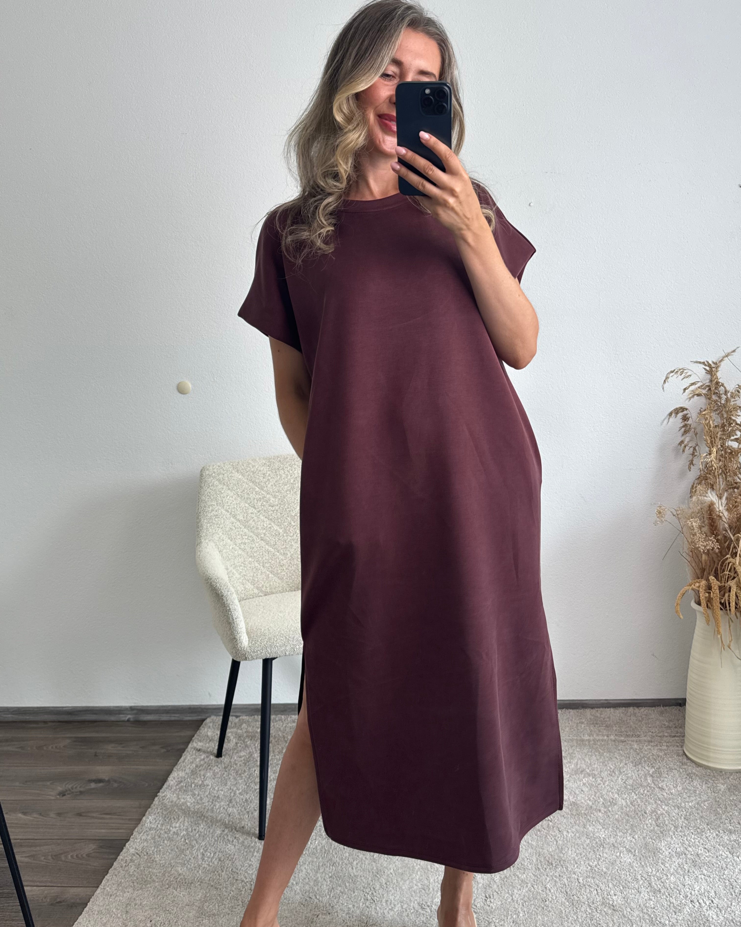 Oversize Kleid Butterstoff Luna Mahagoni-Braun