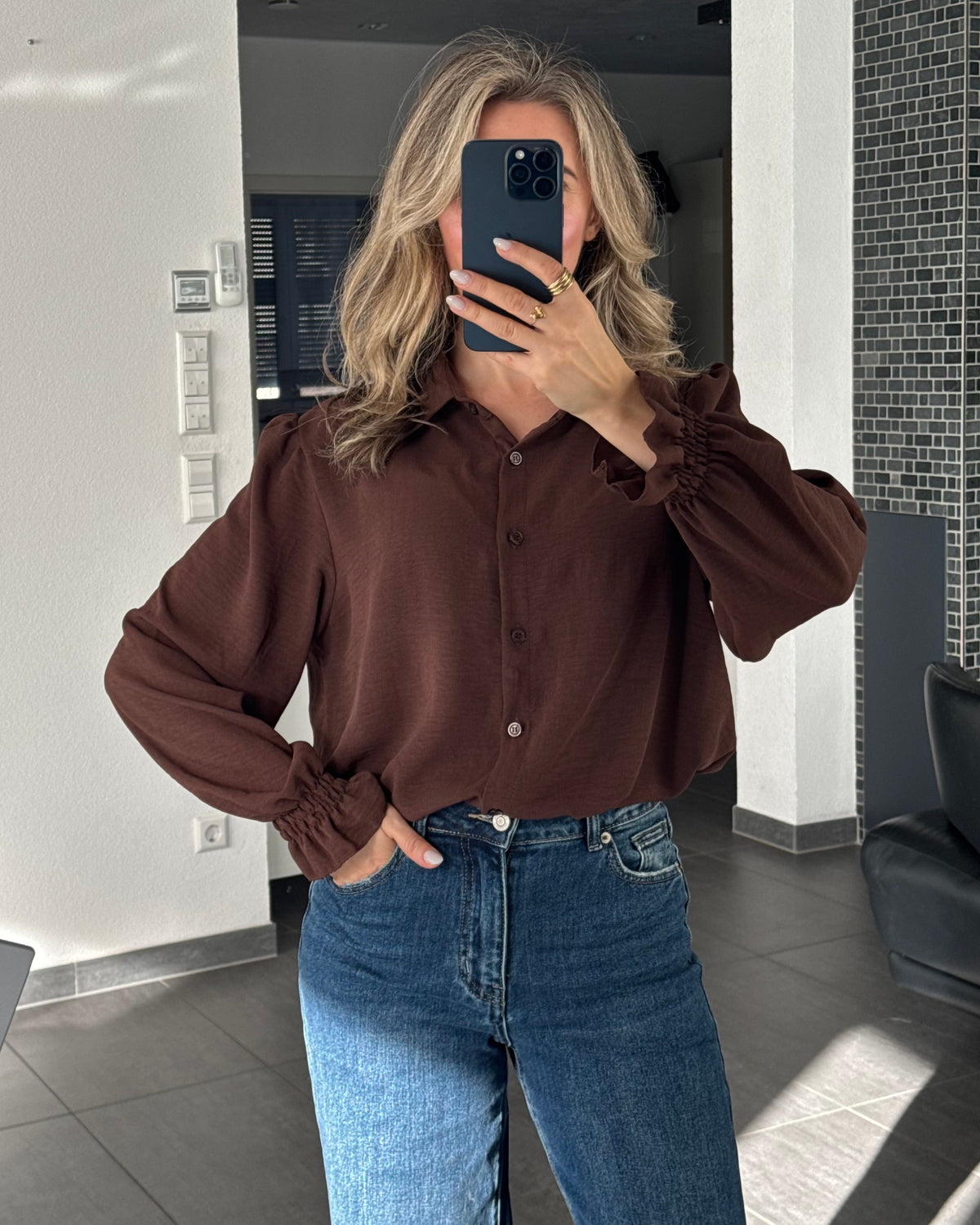 Bluse Marlie Rüschen Braun