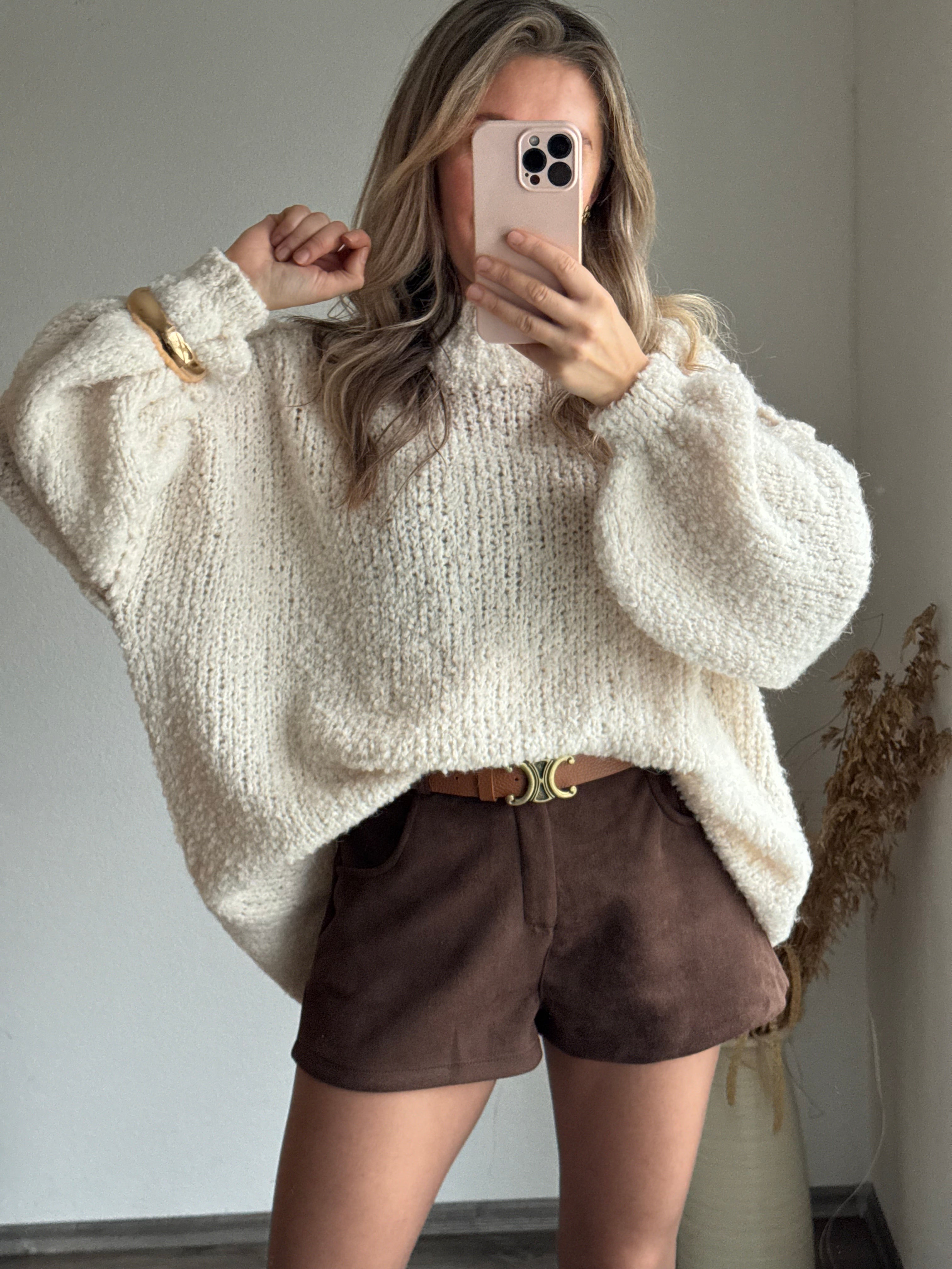 Bouclé oversize Pullover Creme