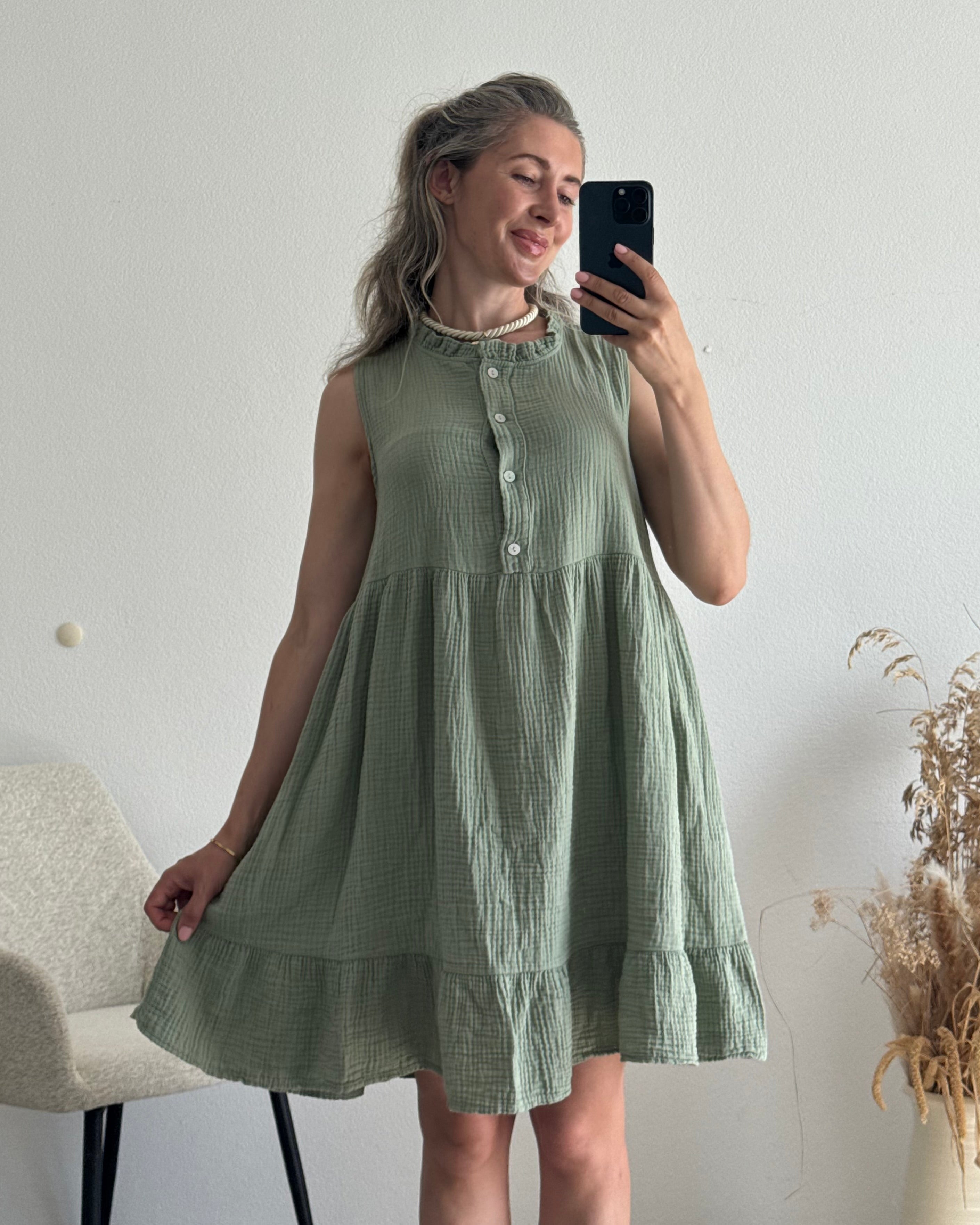 Musselinkleid Amari Khaki