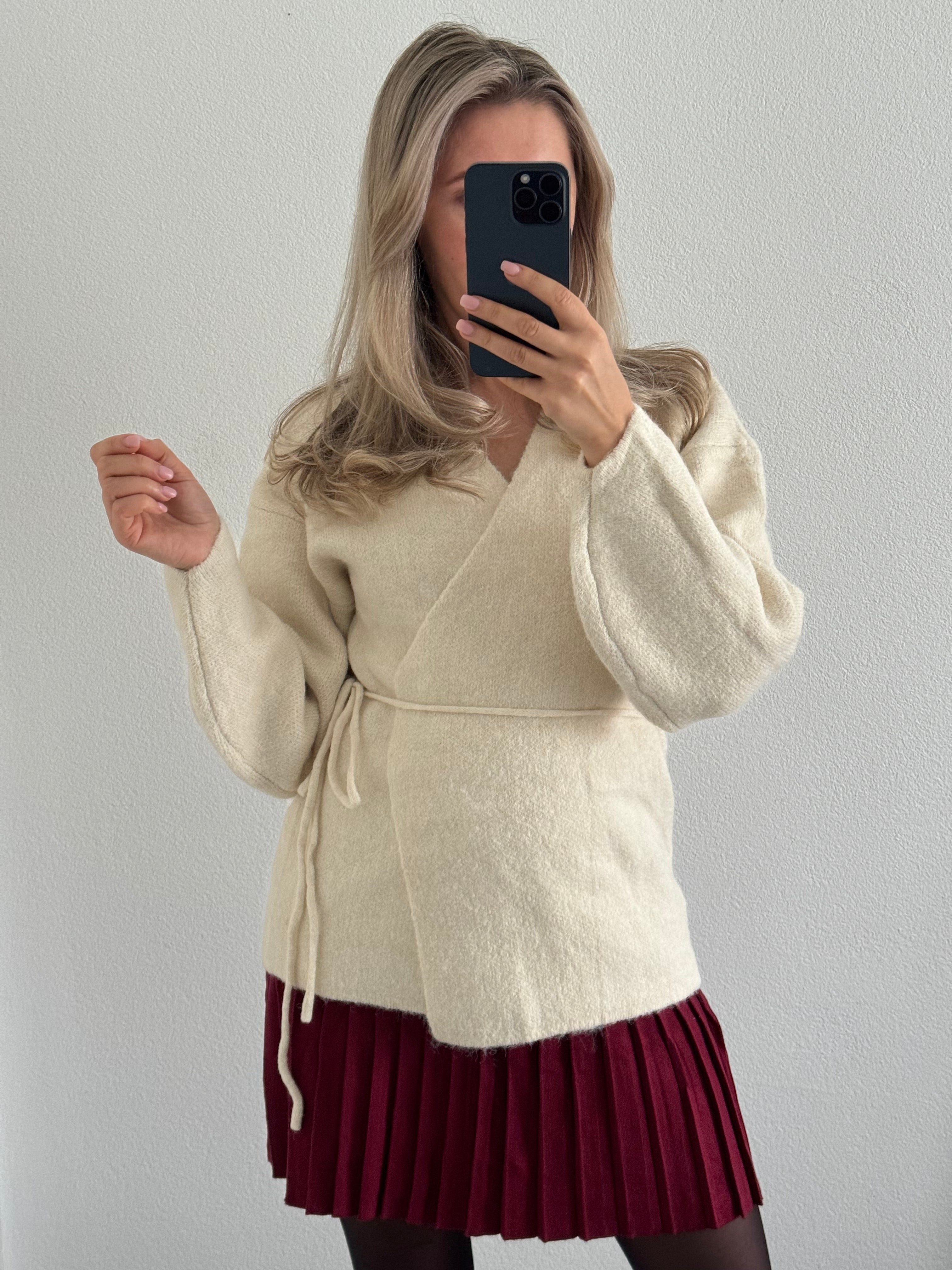 Strickrock Plissee Bordeauxrot