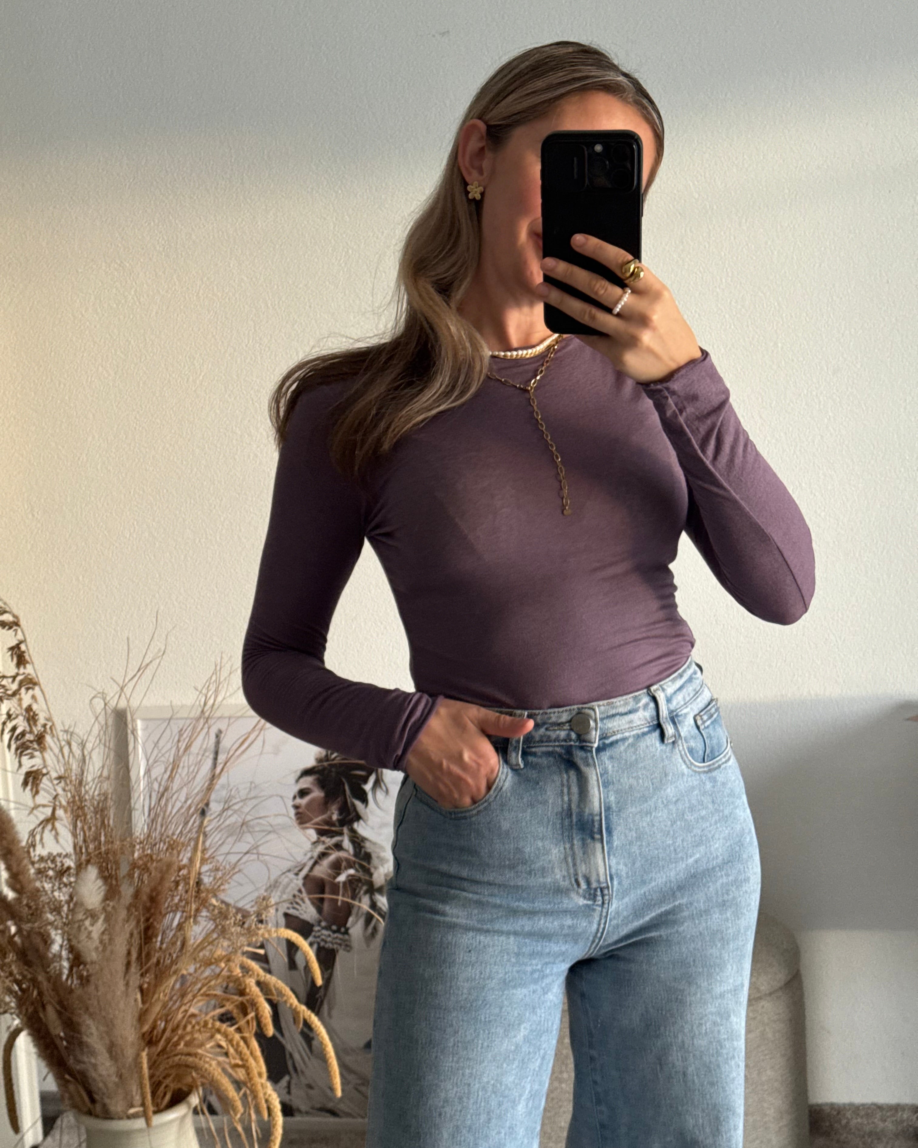 Kaschmir Longsleeve Flieder Premium-Qualität