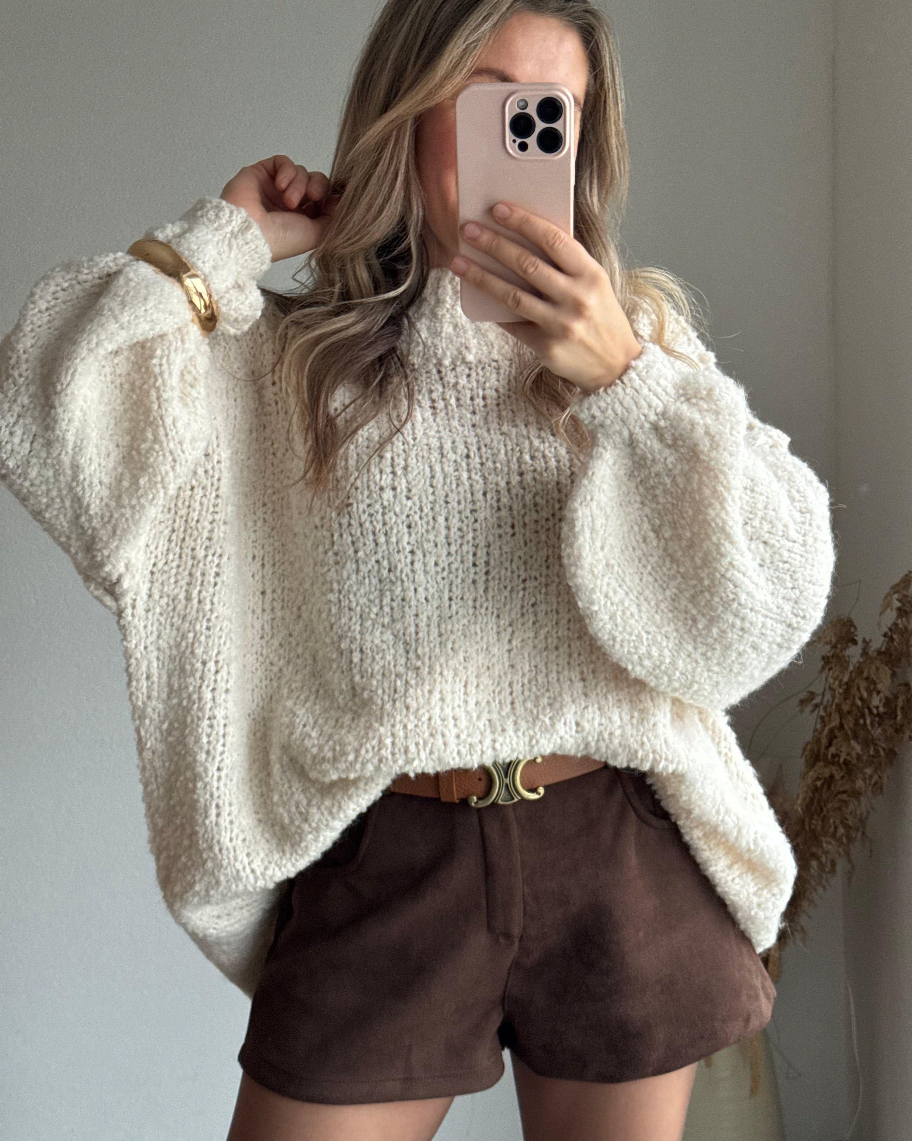 Bouclé oversize Pullover Creme