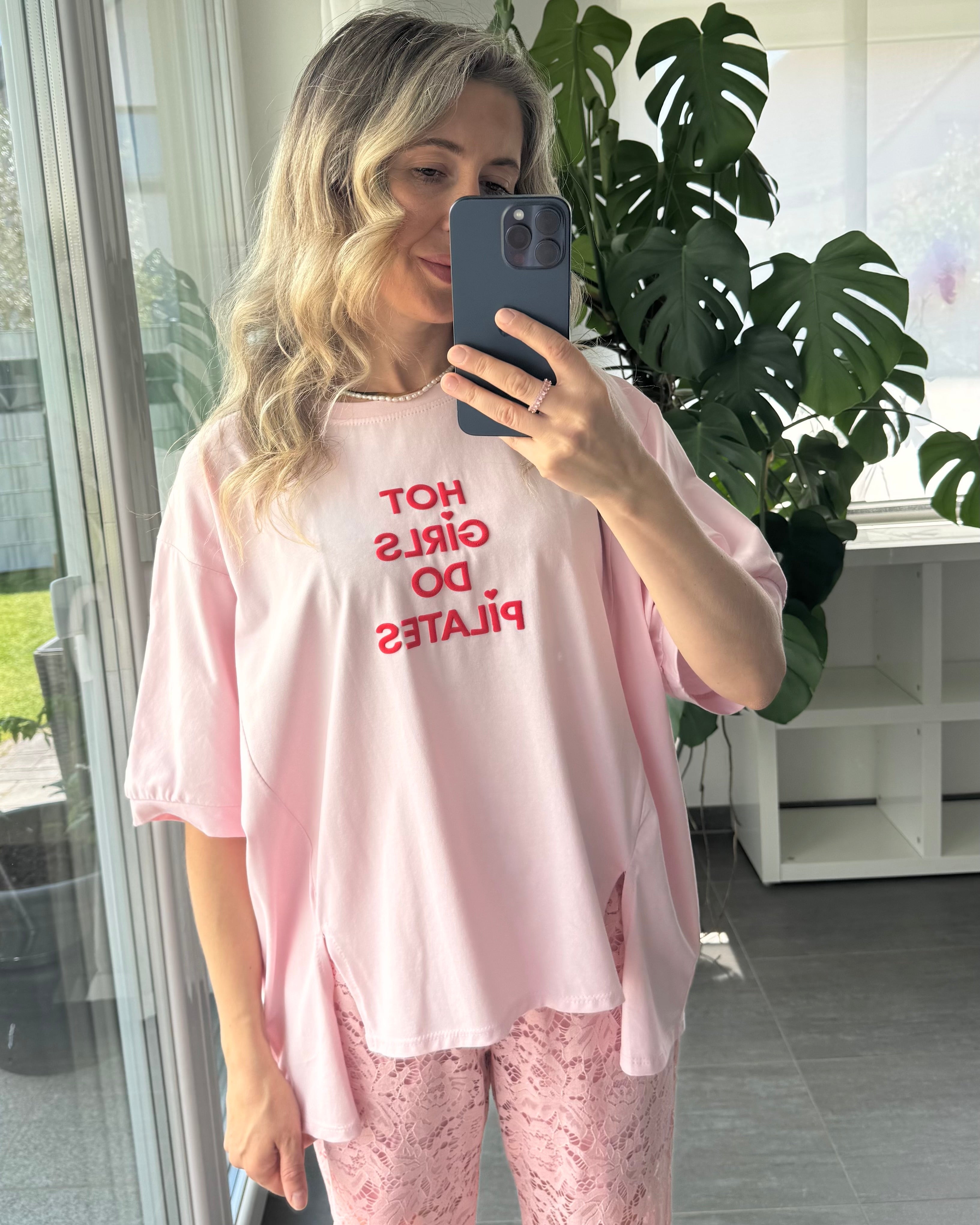 Oversize T-Shirt Hot Girls do pilates rosa