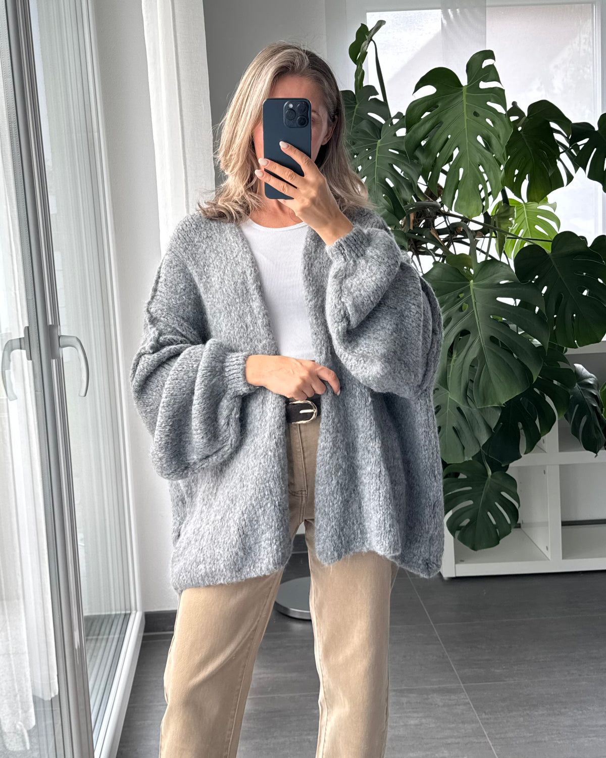 Offener Oversize Cardigan Lea GRAU