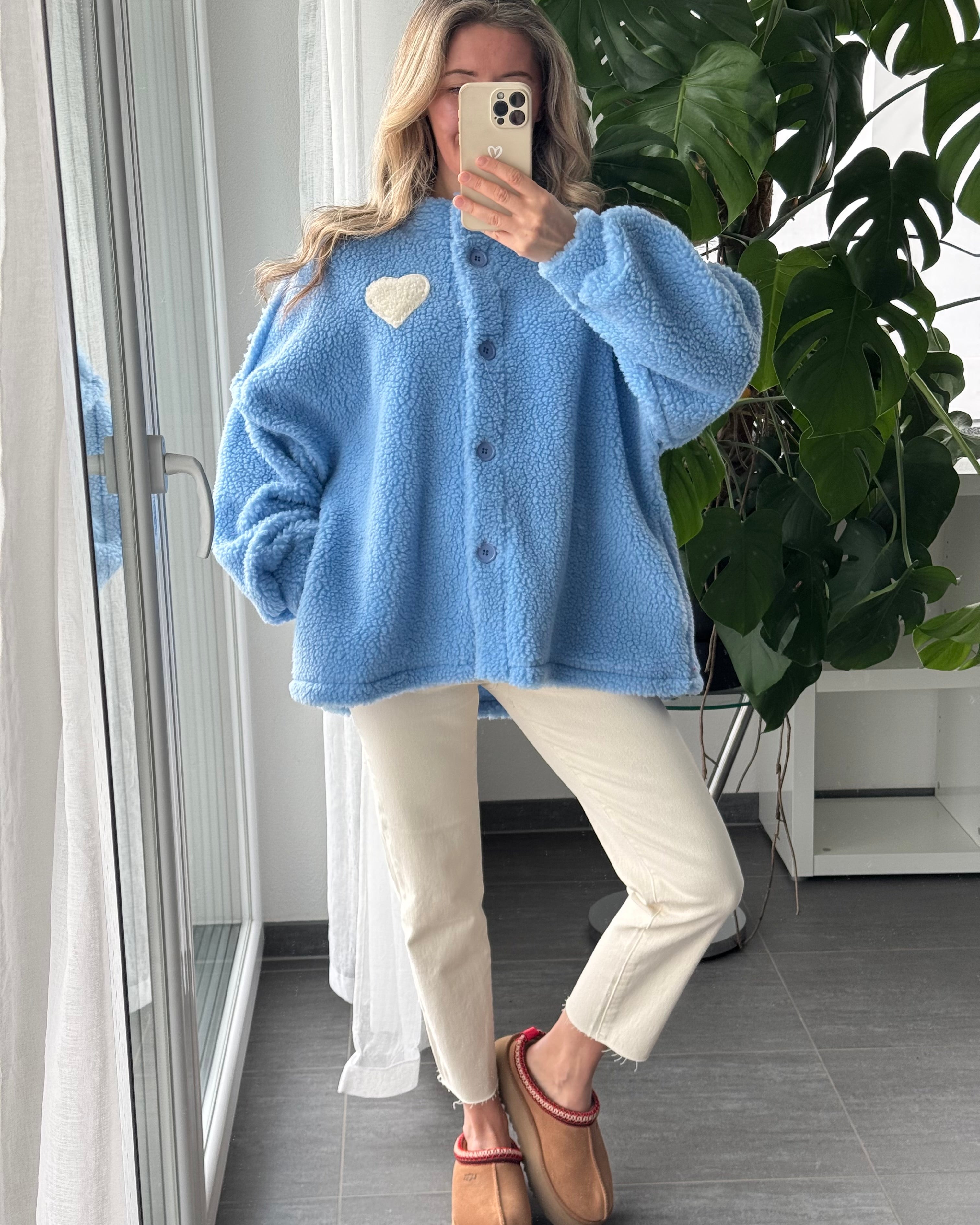 Teddyjacke Herz Blau