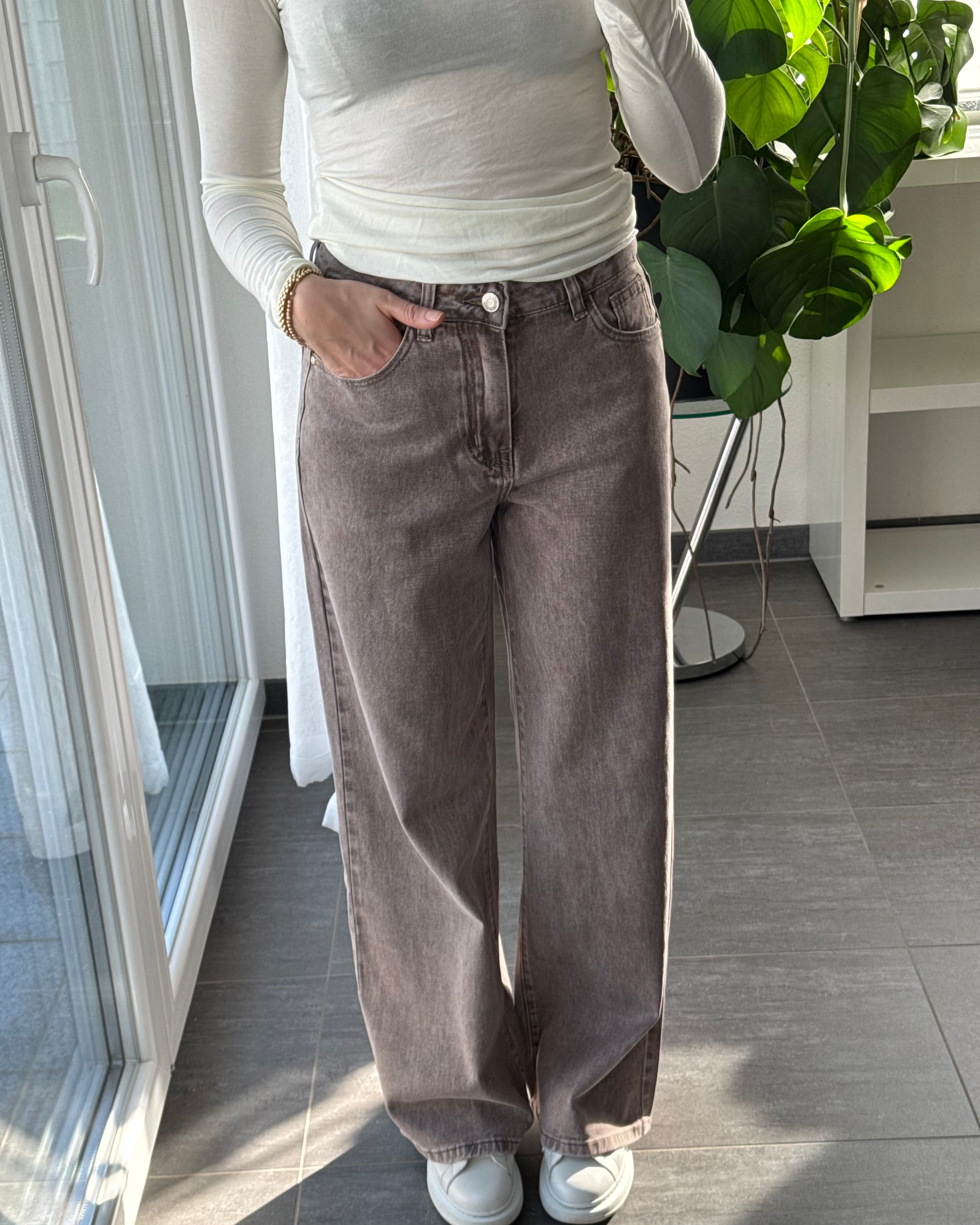Wide leg stretch Jeans TAUPE