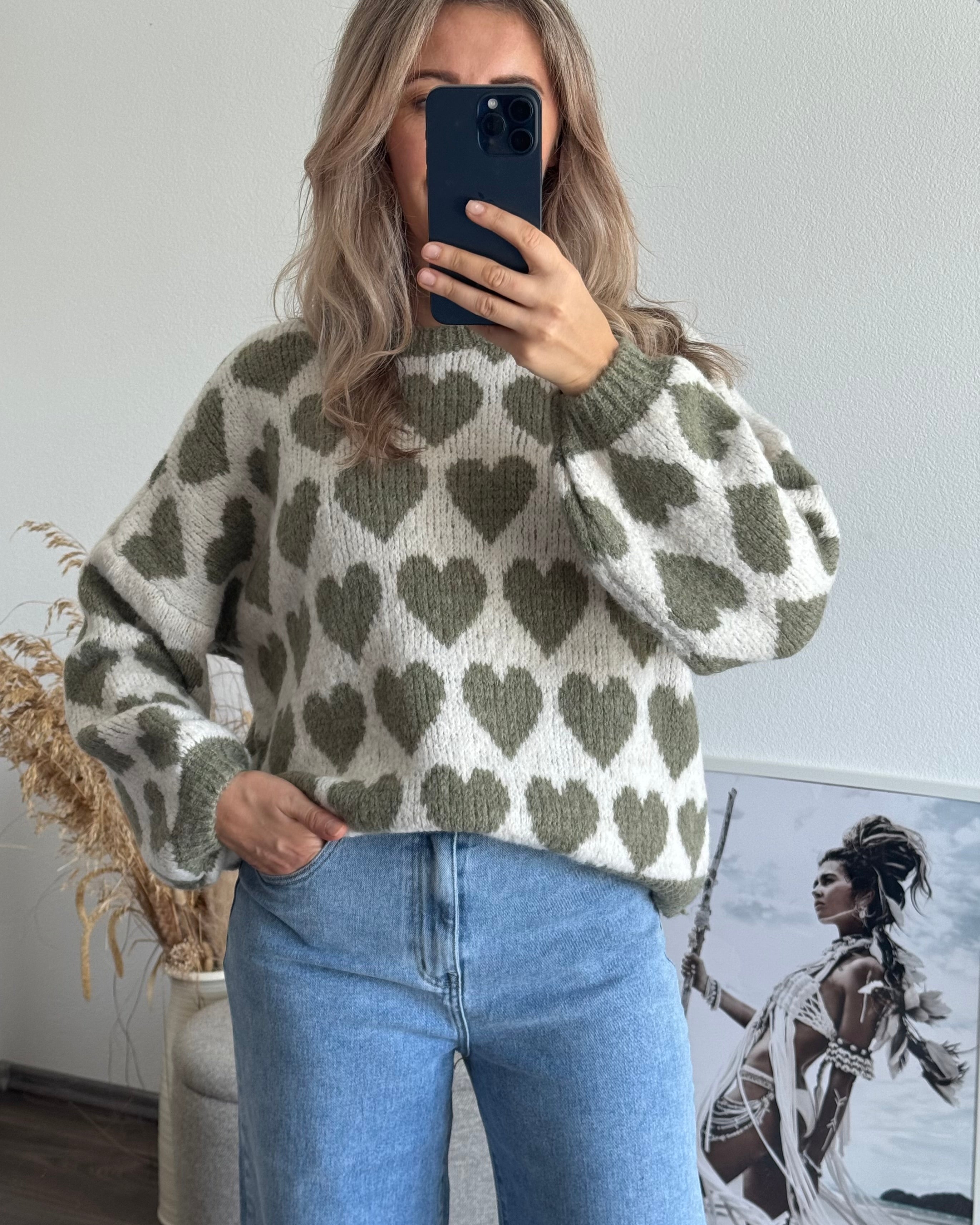 Pullover BIG HEARTS beige&khaki