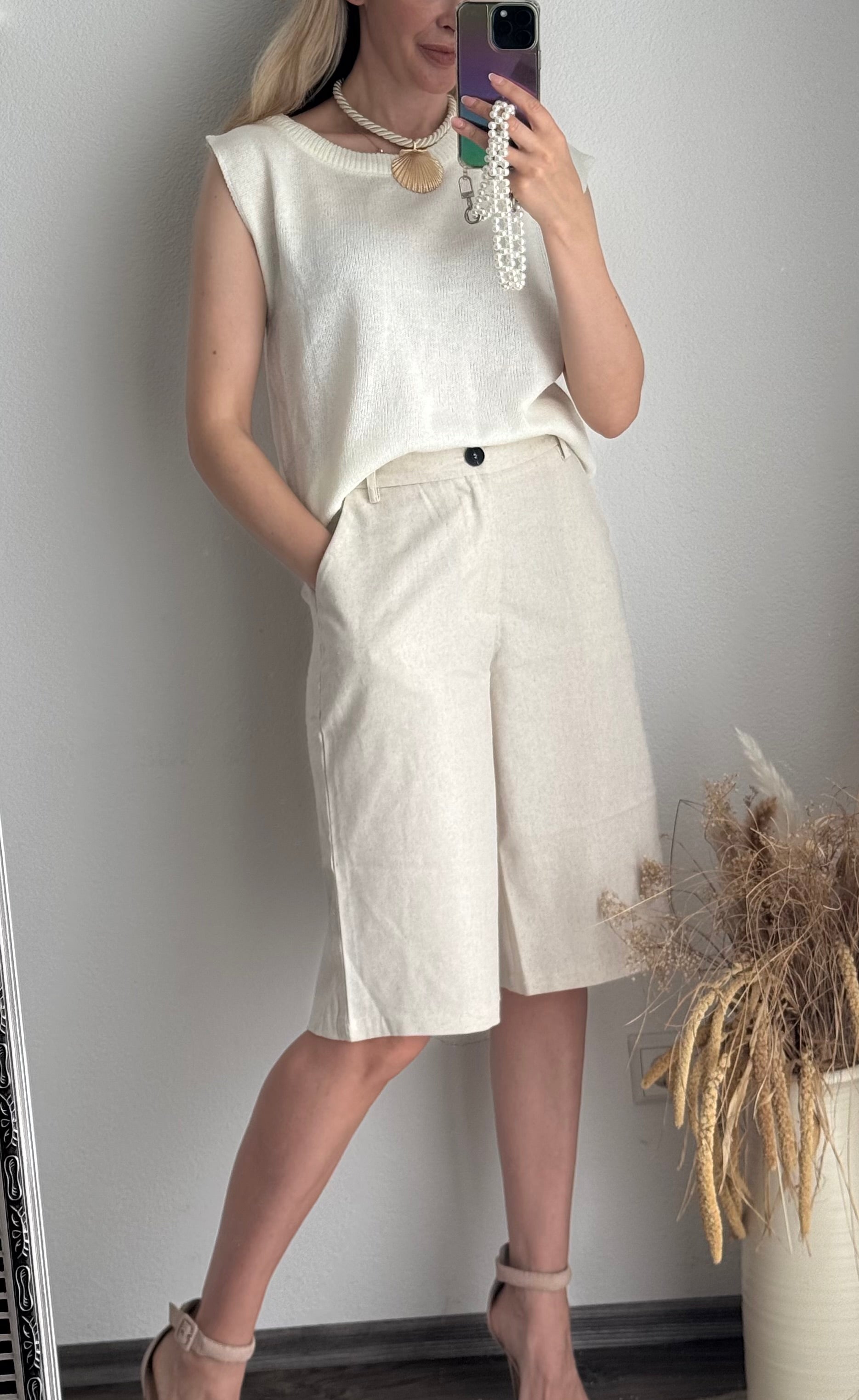 Leinen Bermuda Shorts