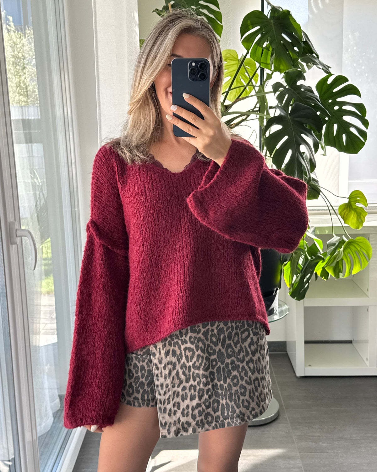 Strickpullover Fluffy Bordeaux