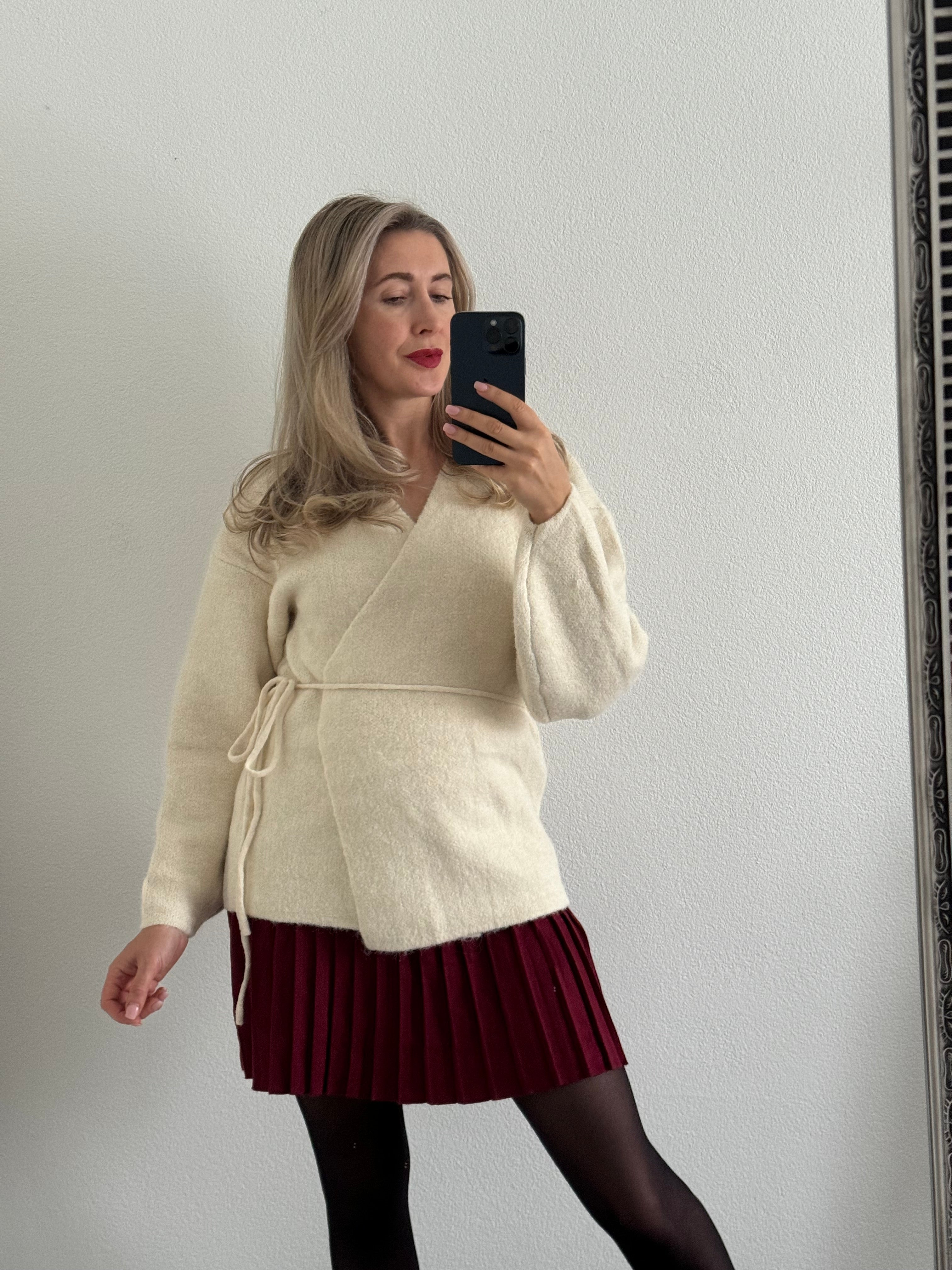 Strickrock Plissee Bordeauxrot