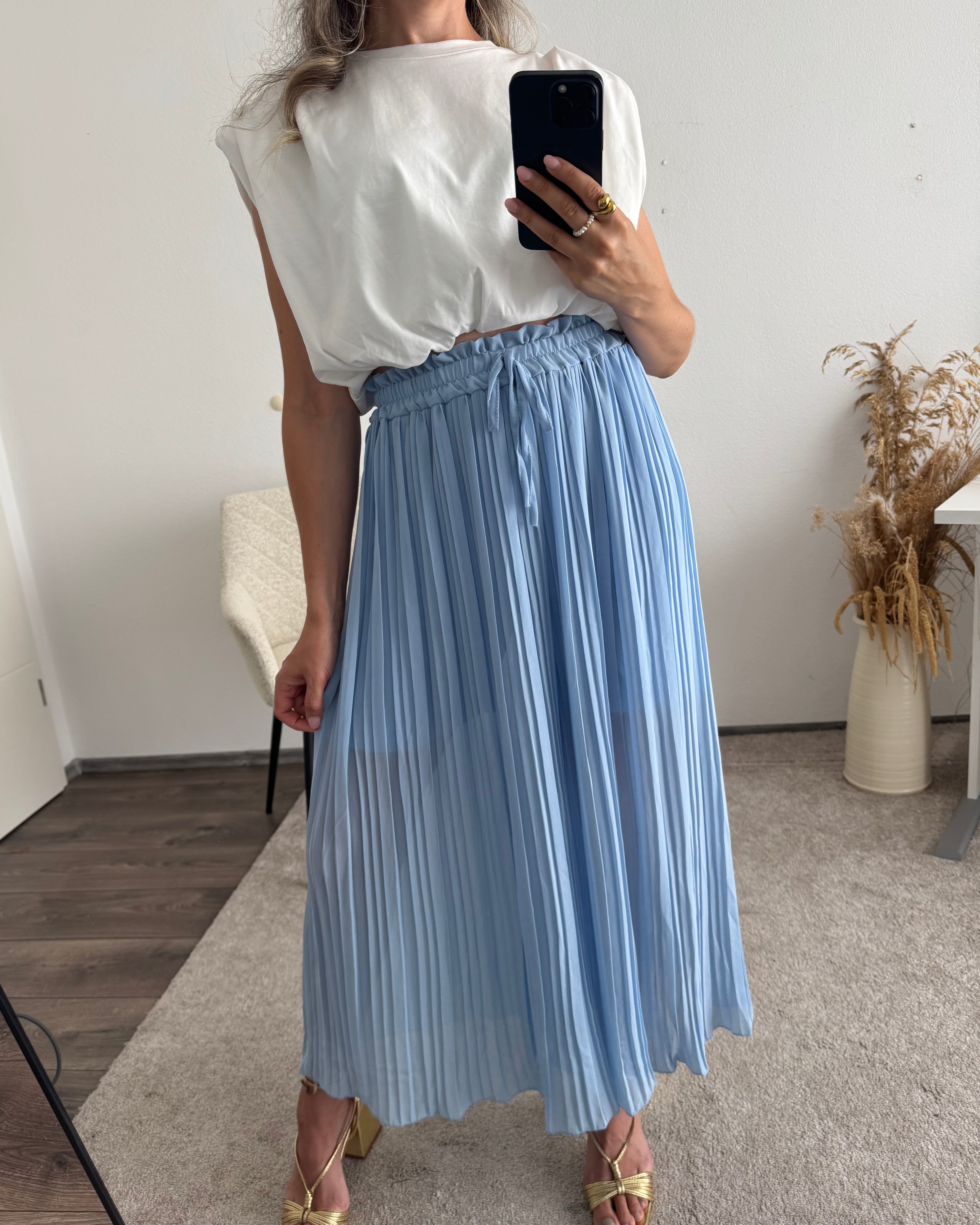 Plisseehose Hellblau