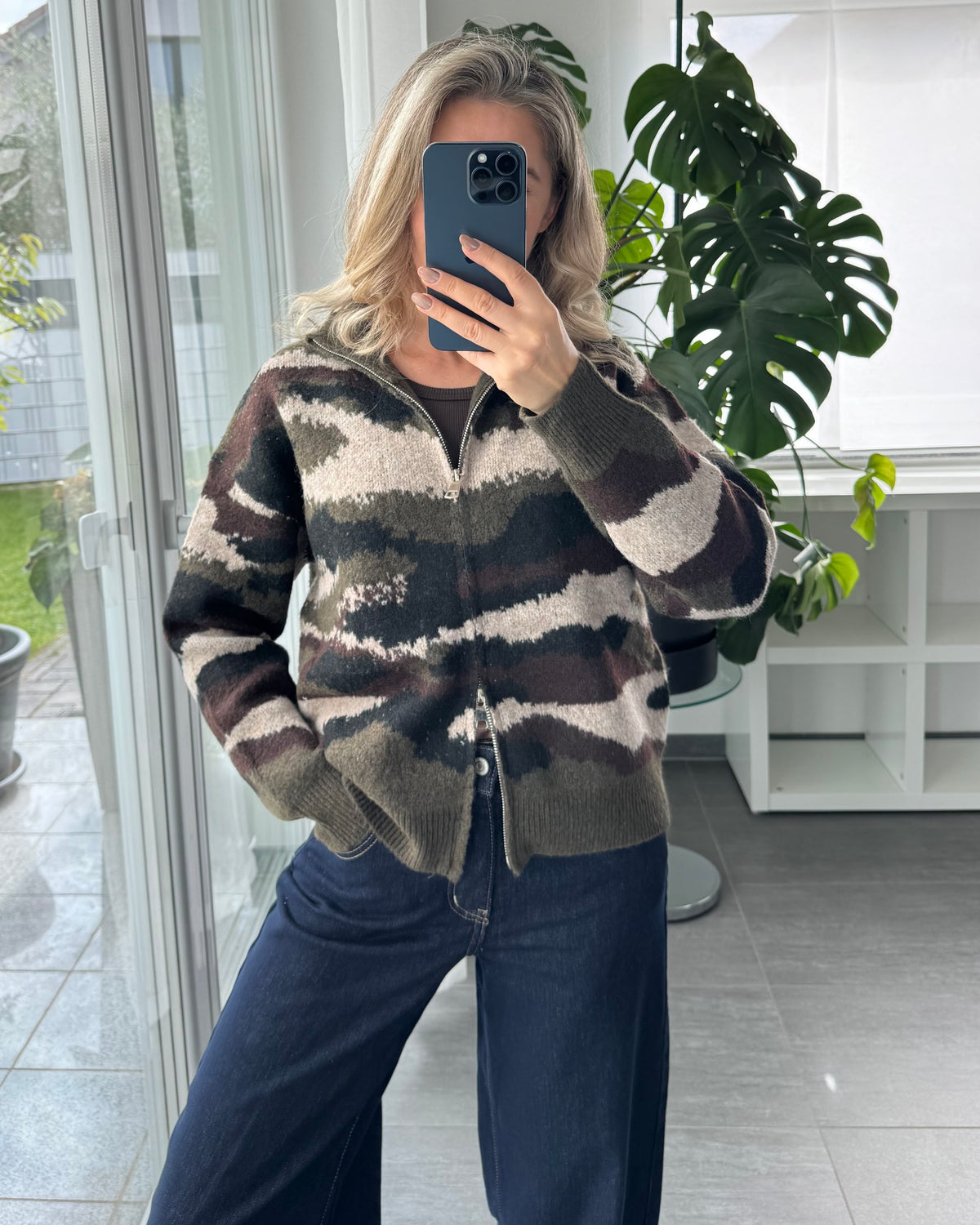 Zip Cardigan Camouflage