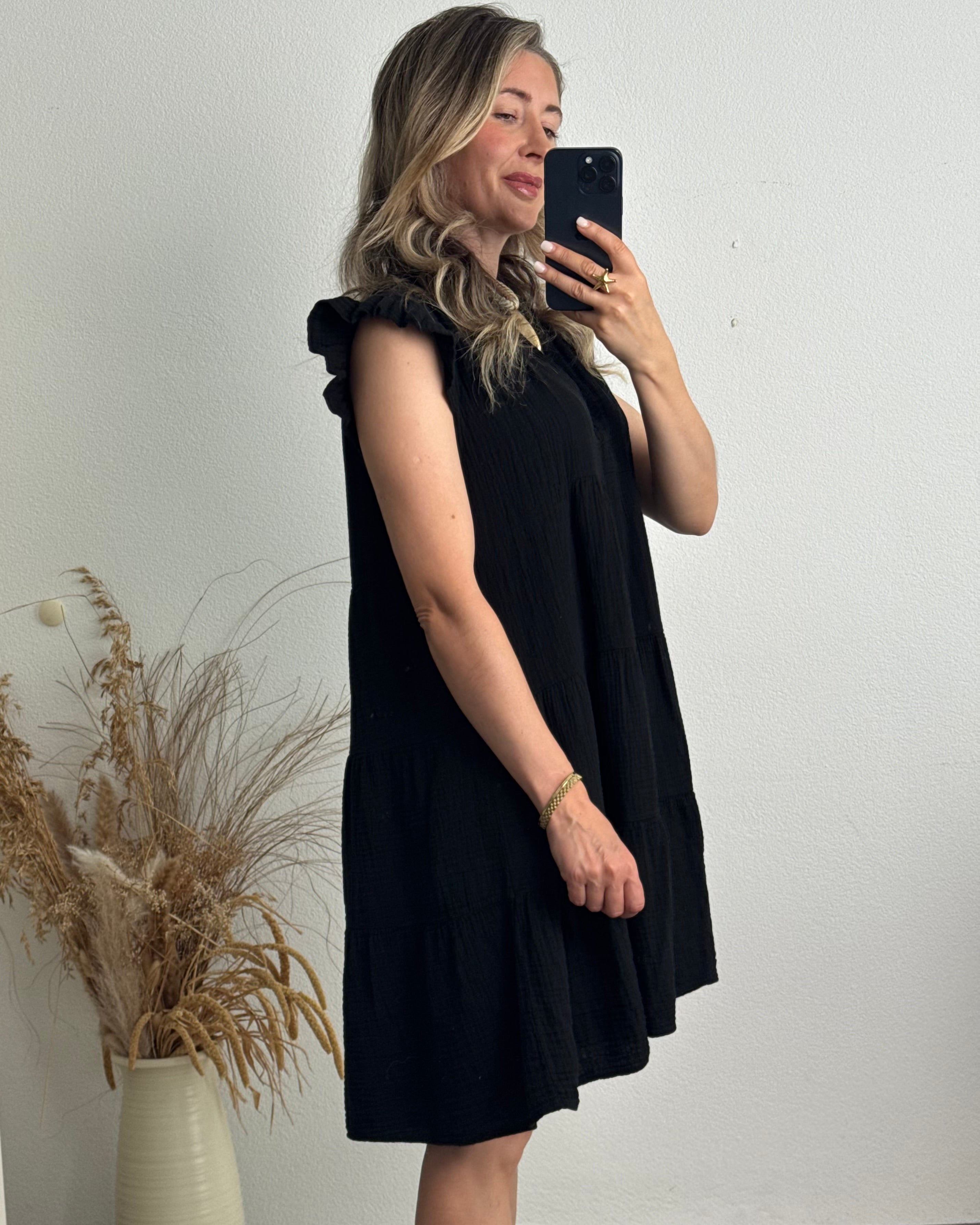 Musselinkleid Romy schwarz
