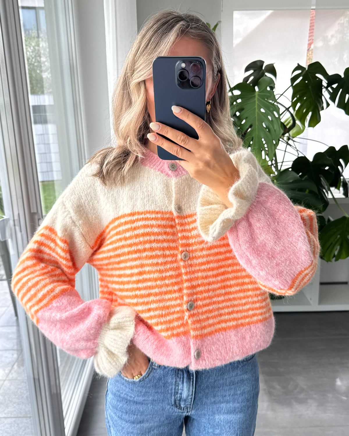 Cardigan Rüschentraum rosa orange