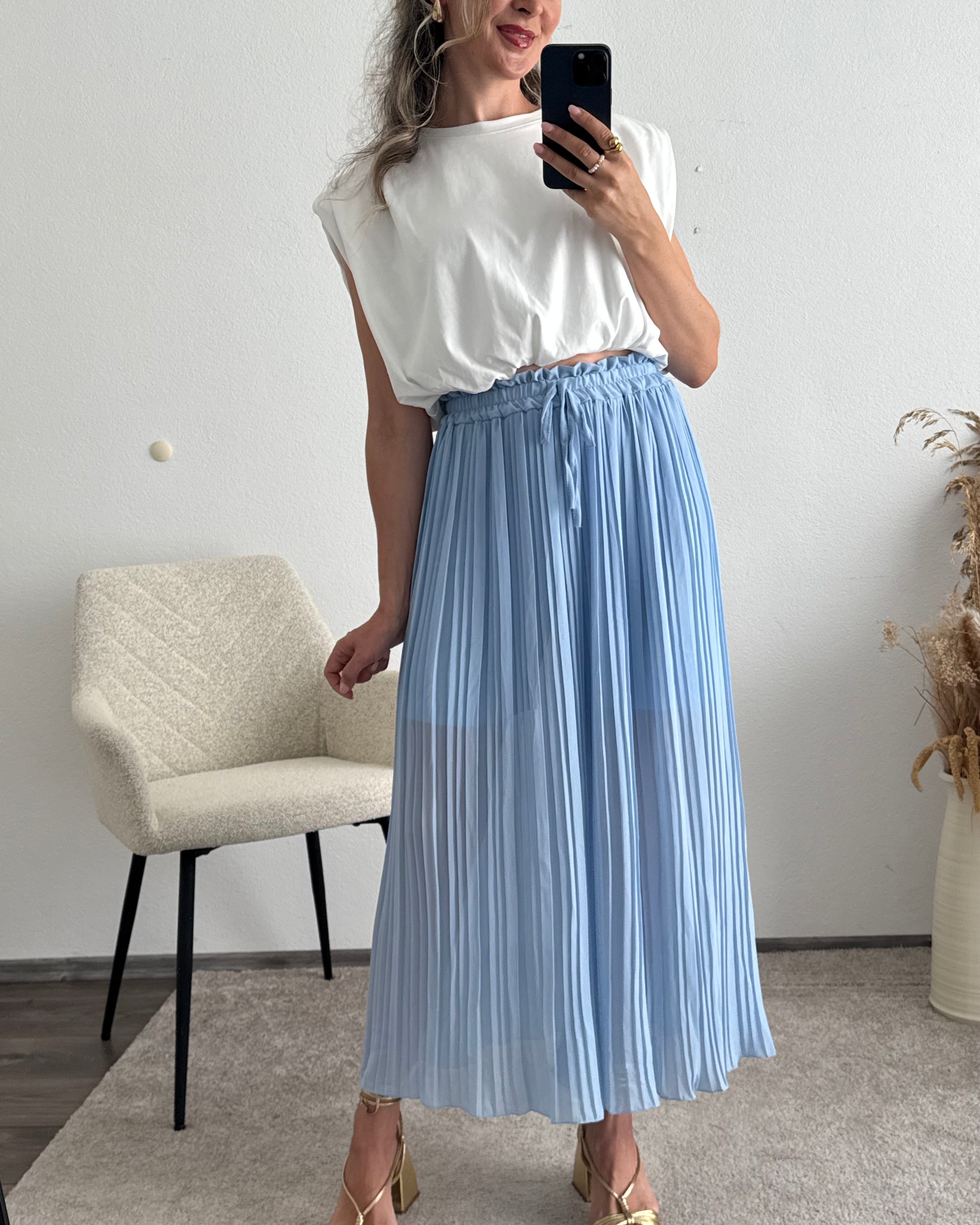 Plisseehose Hellblau