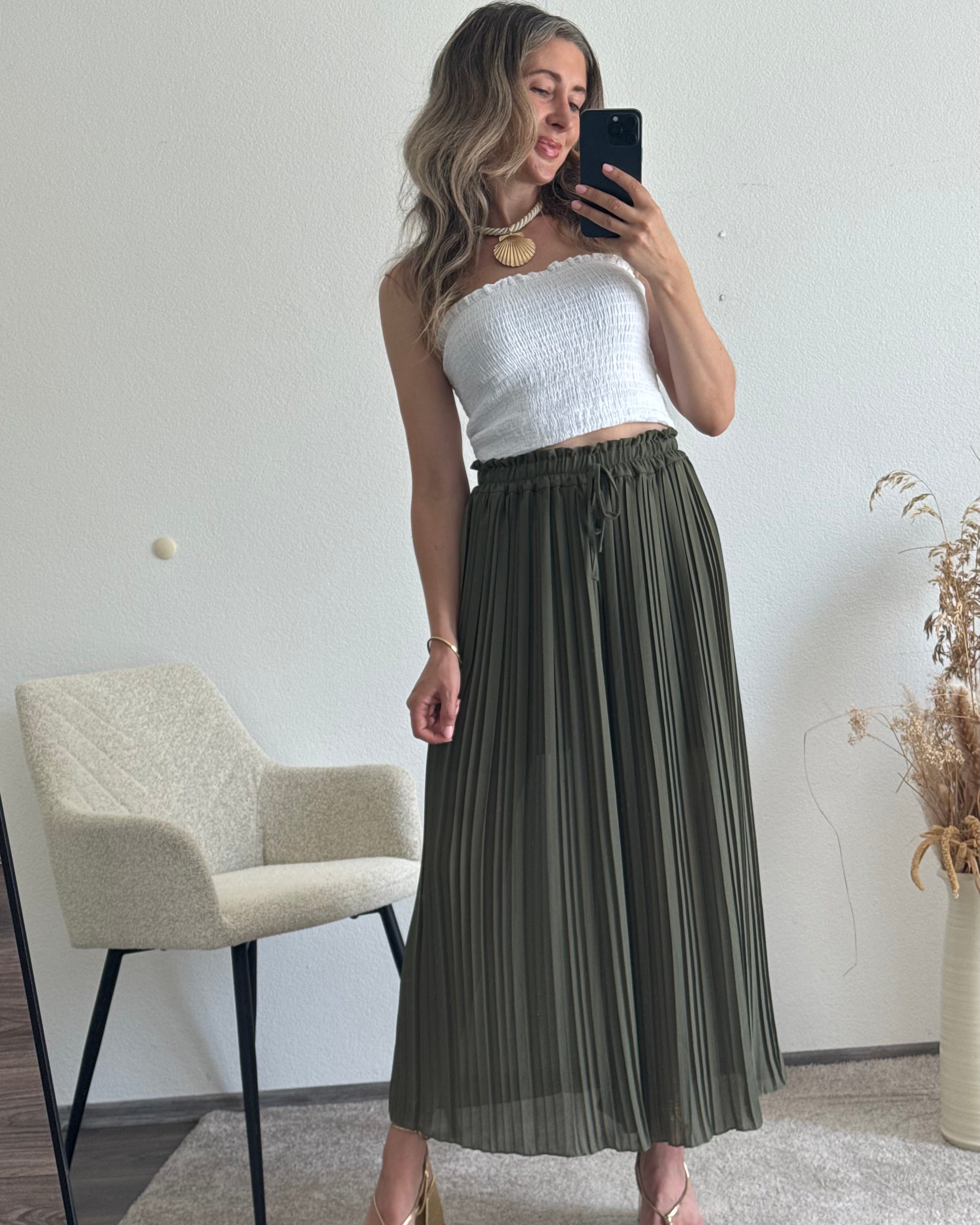 Plisseehose Khaki