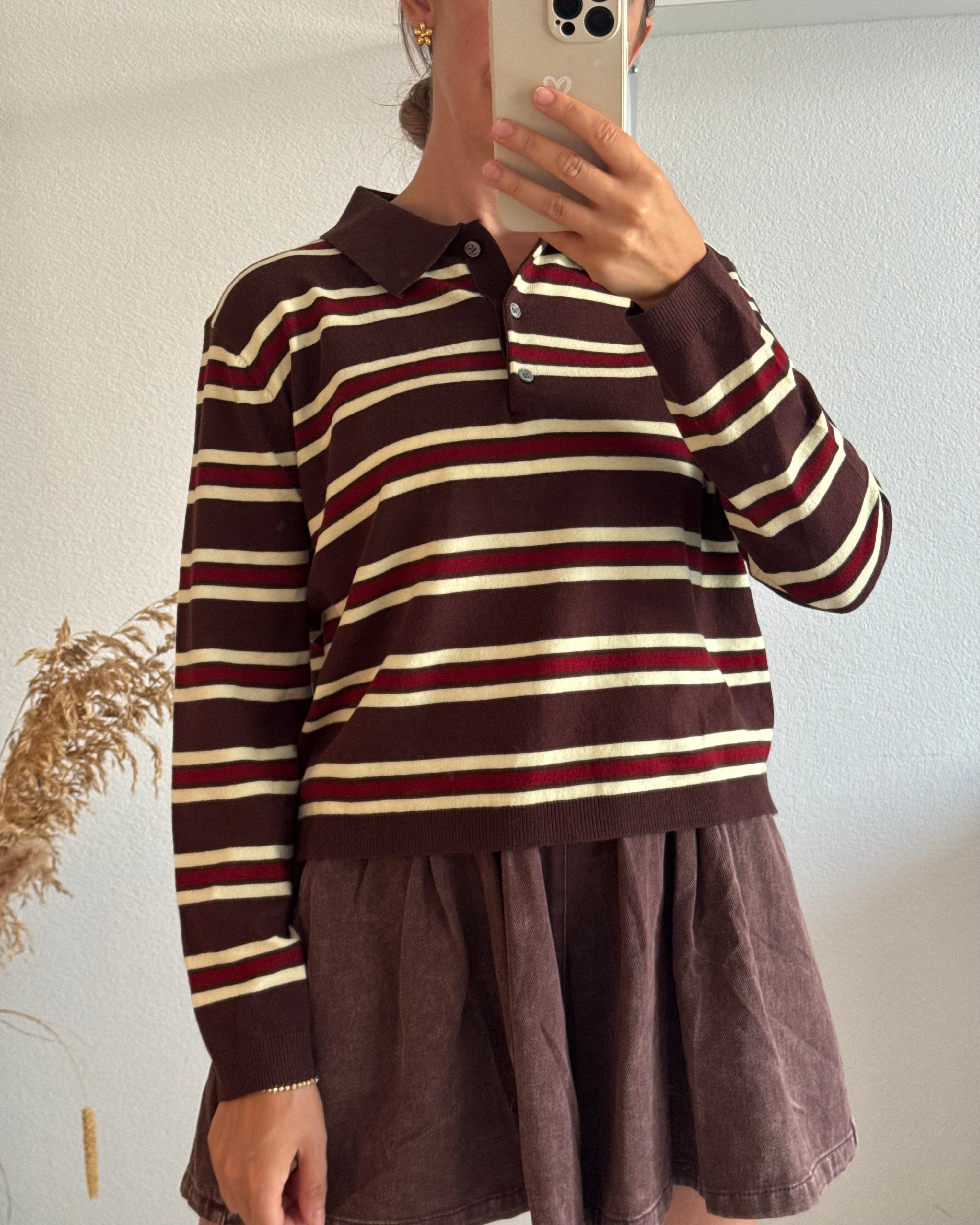 Poloshirt gestreift COFFEE