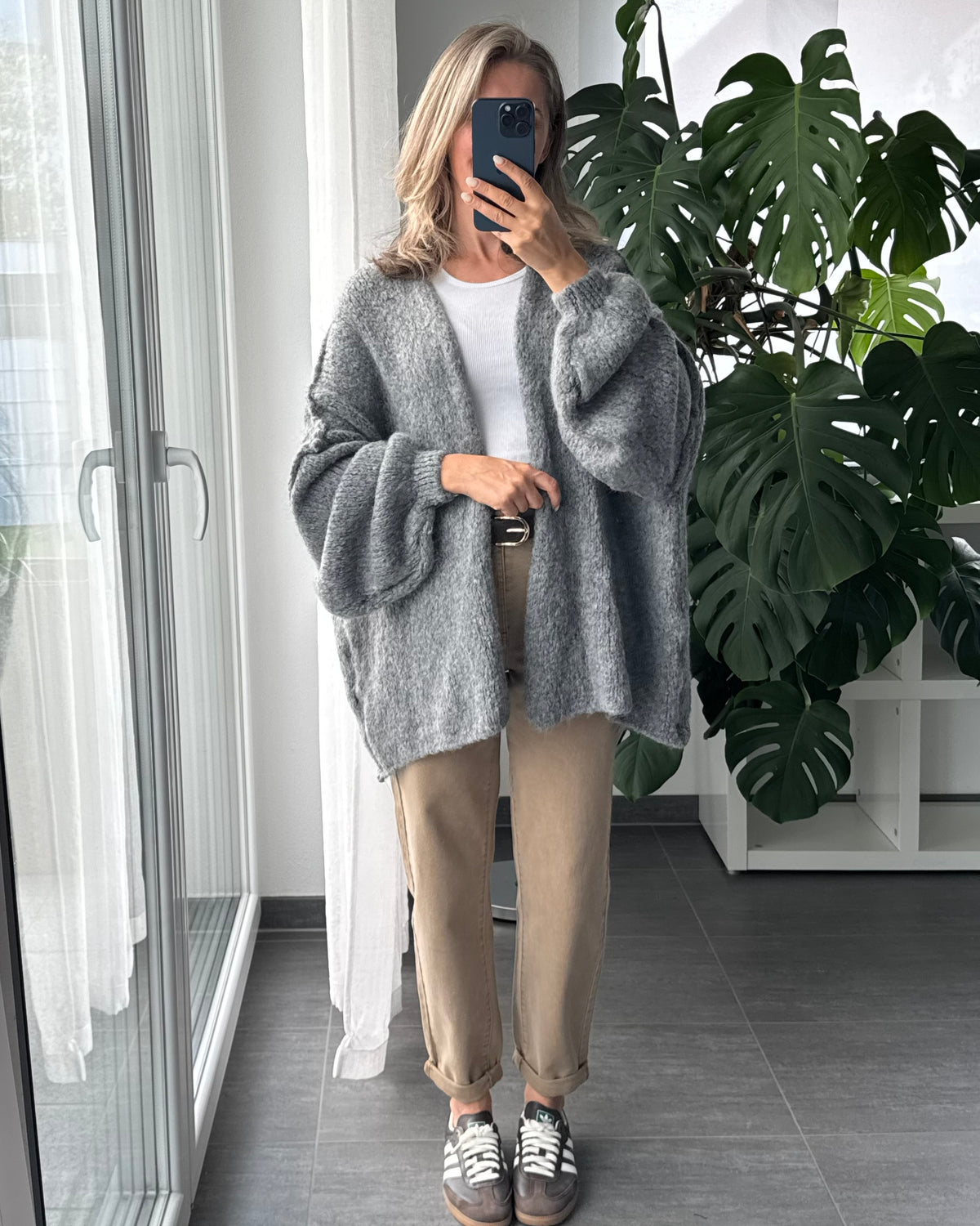 Offener Oversize Cardigan Lea GRAU