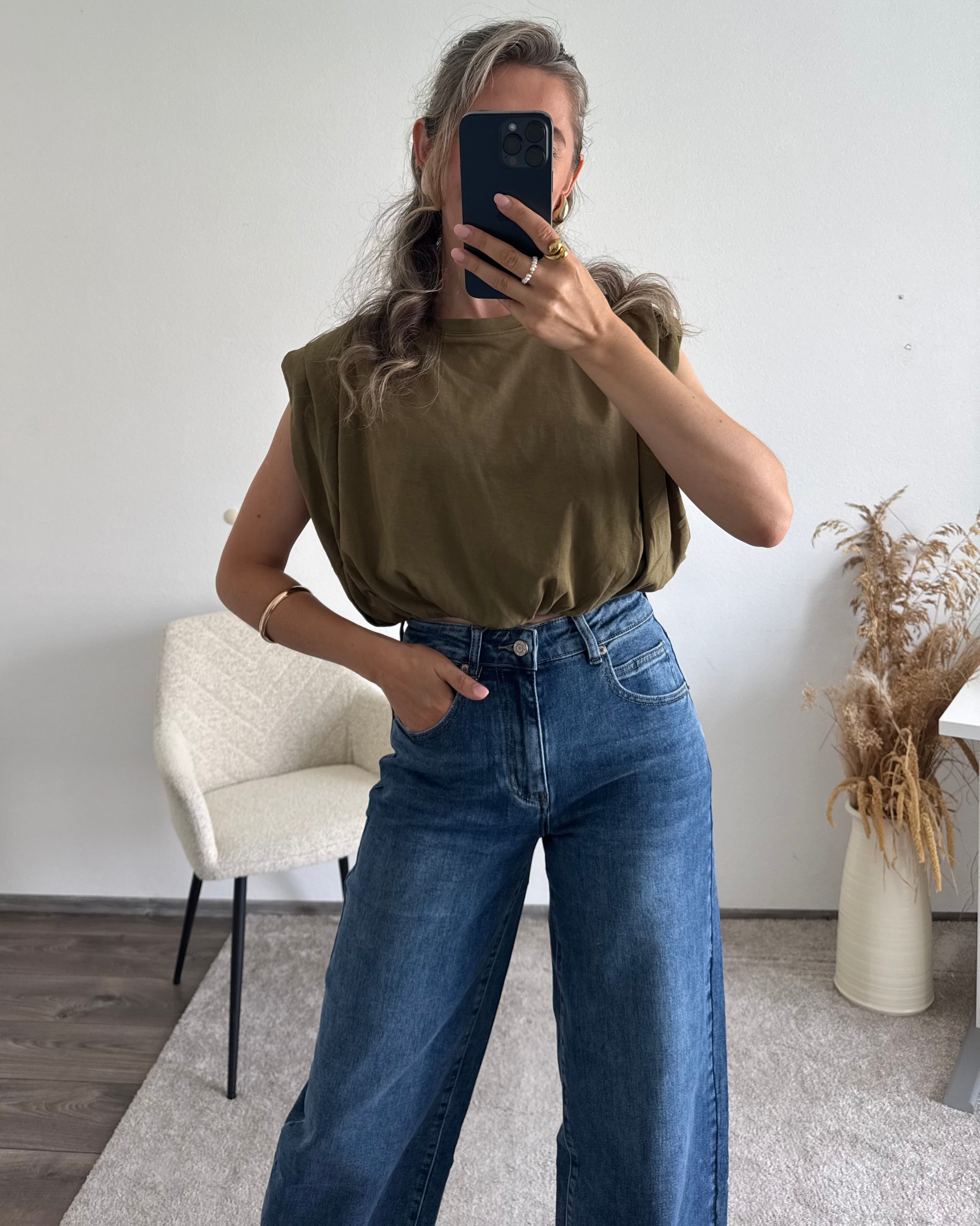 Premium Cropped Shirt Khaki