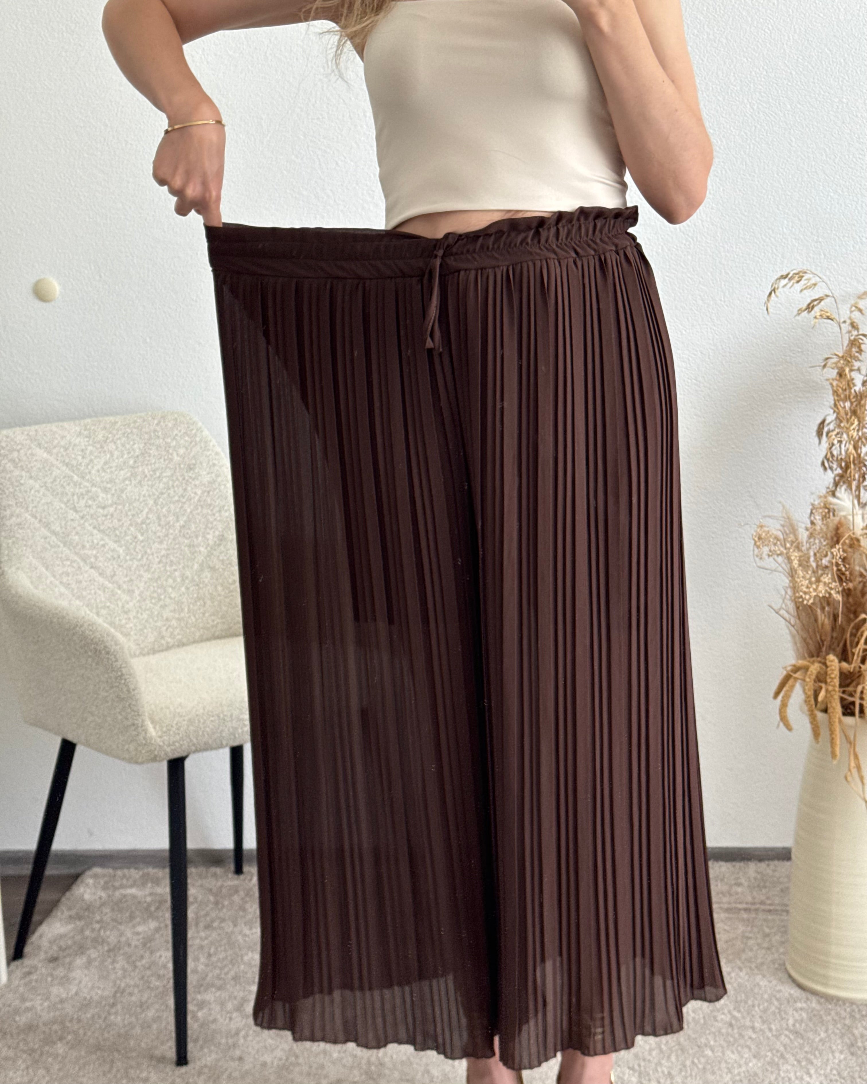Plisseehose Braun