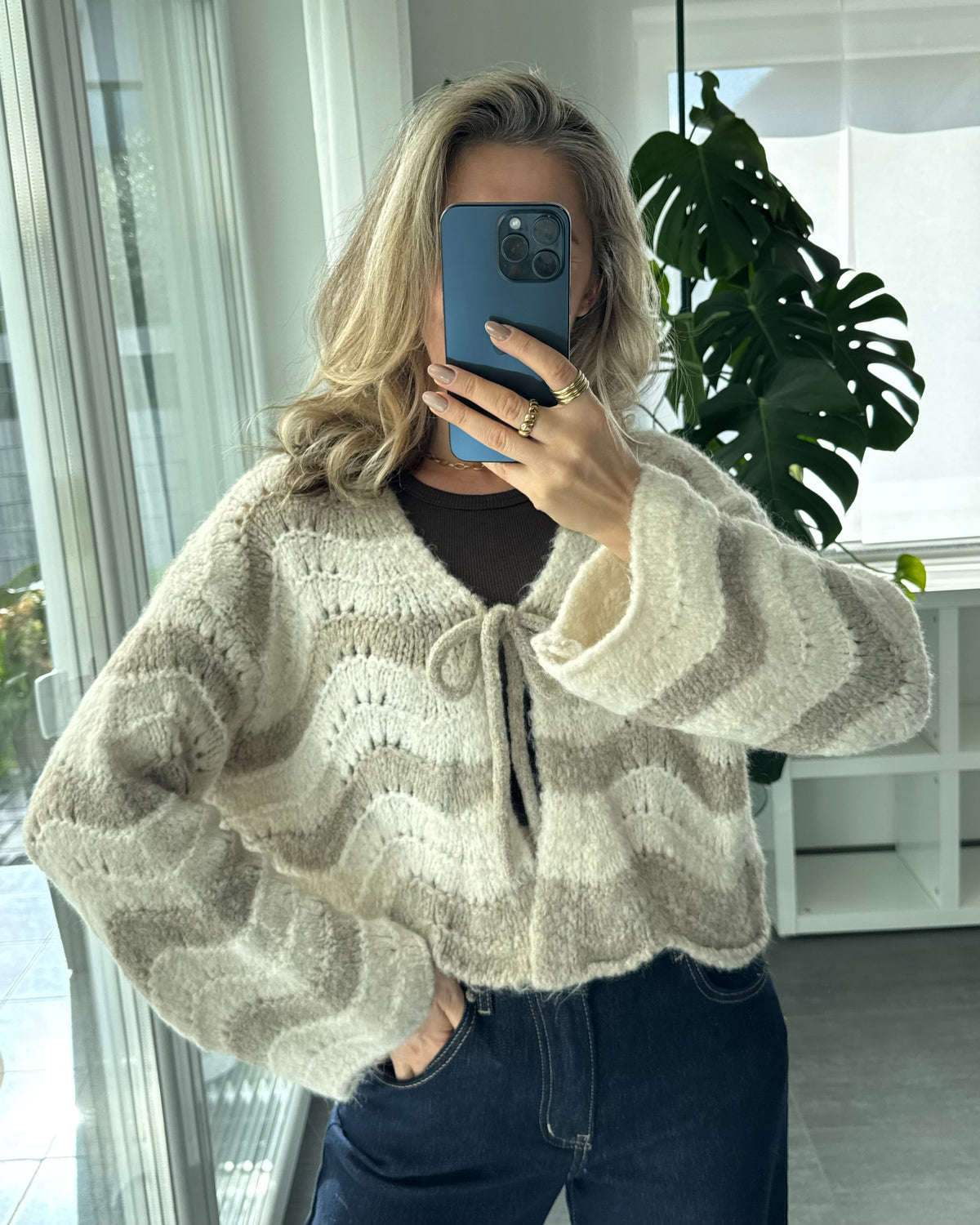 Cardigan mit Schleife WAVE beige