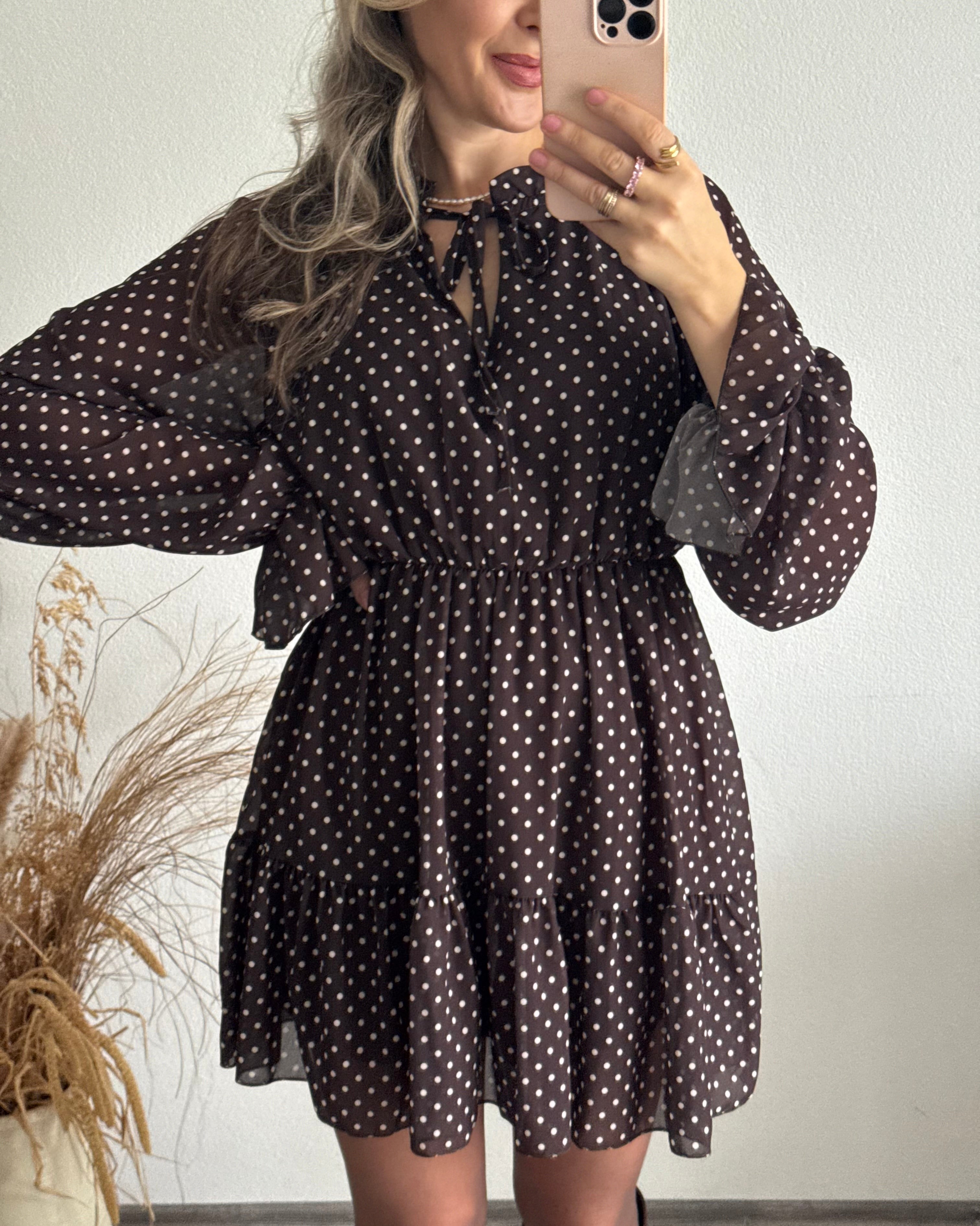 Kleid Polka Dot Braun