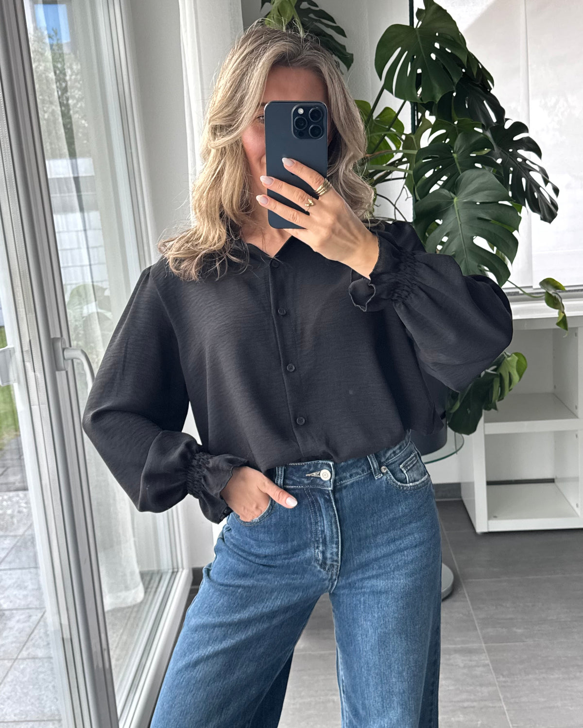 Bluse Marlie Rüschen Schwarz