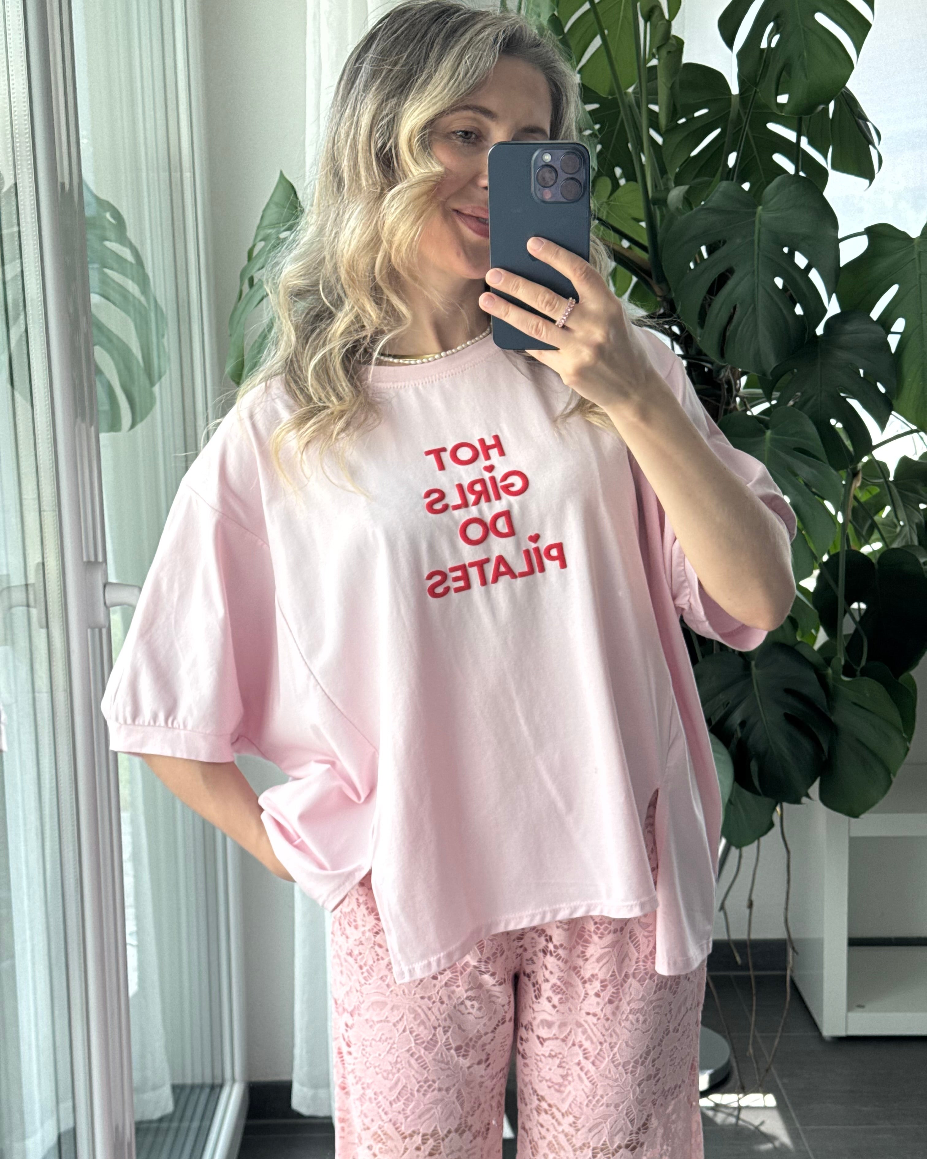 Oversize T-Shirt Hot Girls do pilates rosa