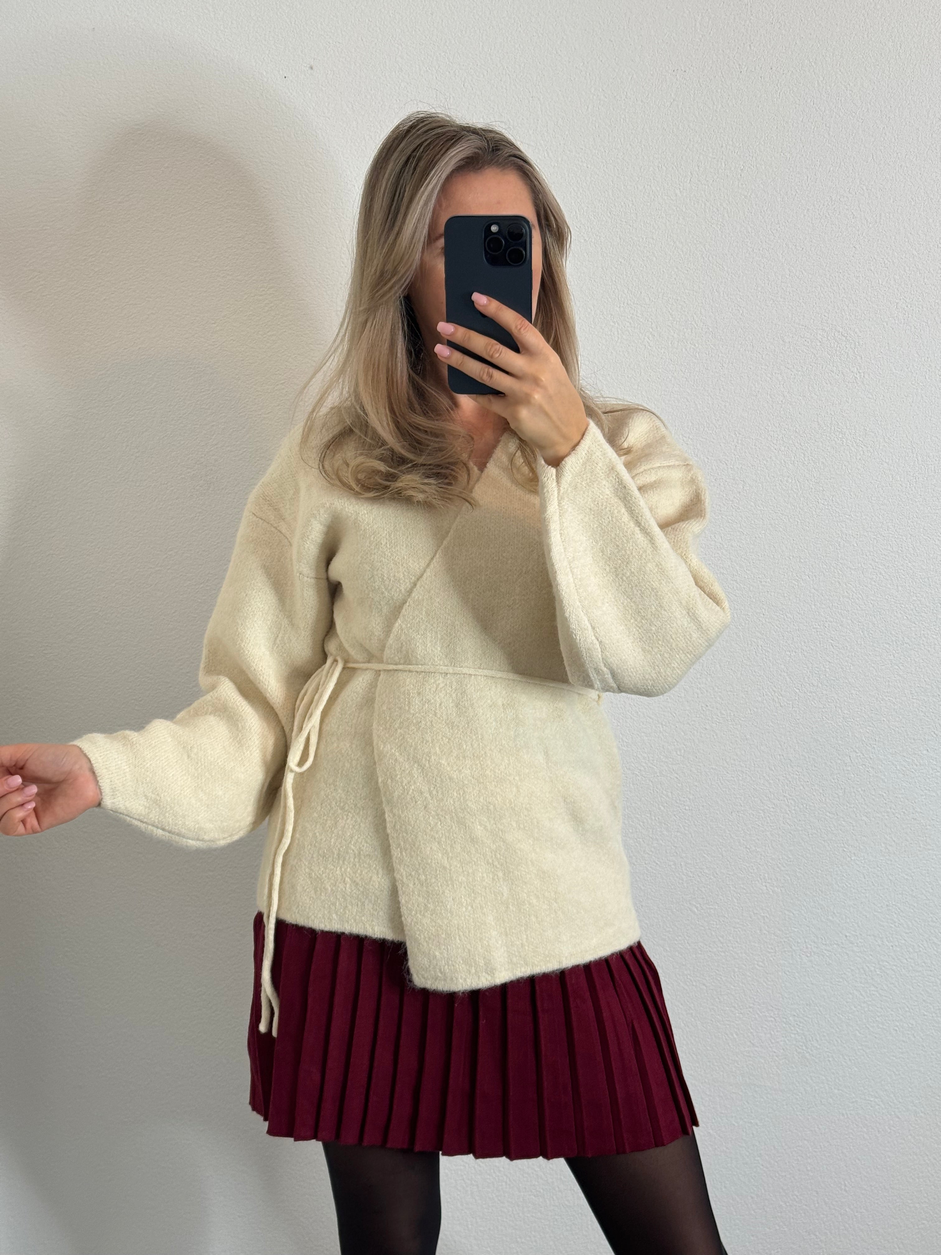 Strickrock Plissee Bordeauxrot