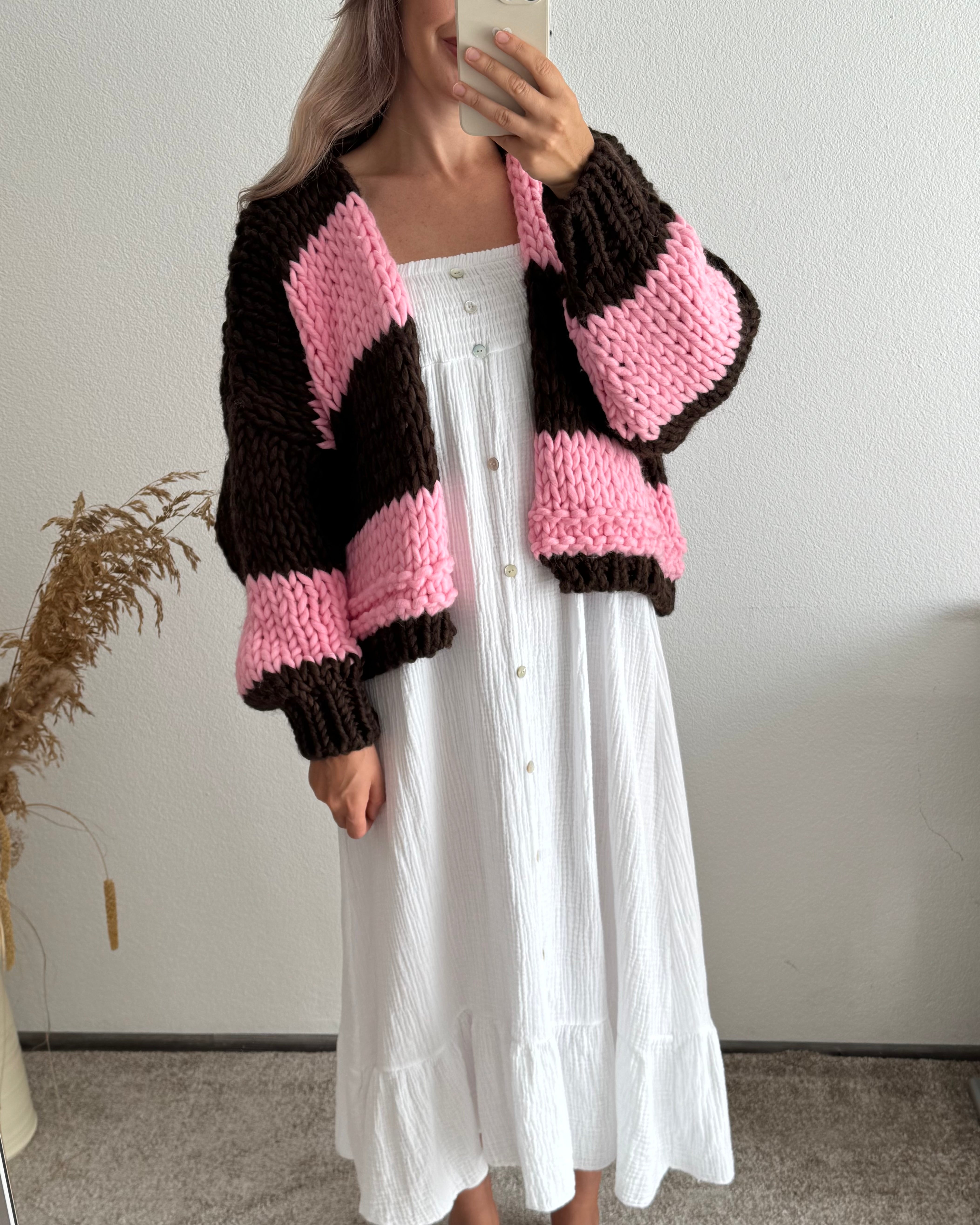 CHUNKY KNIT CARDIGAN BRAUN
