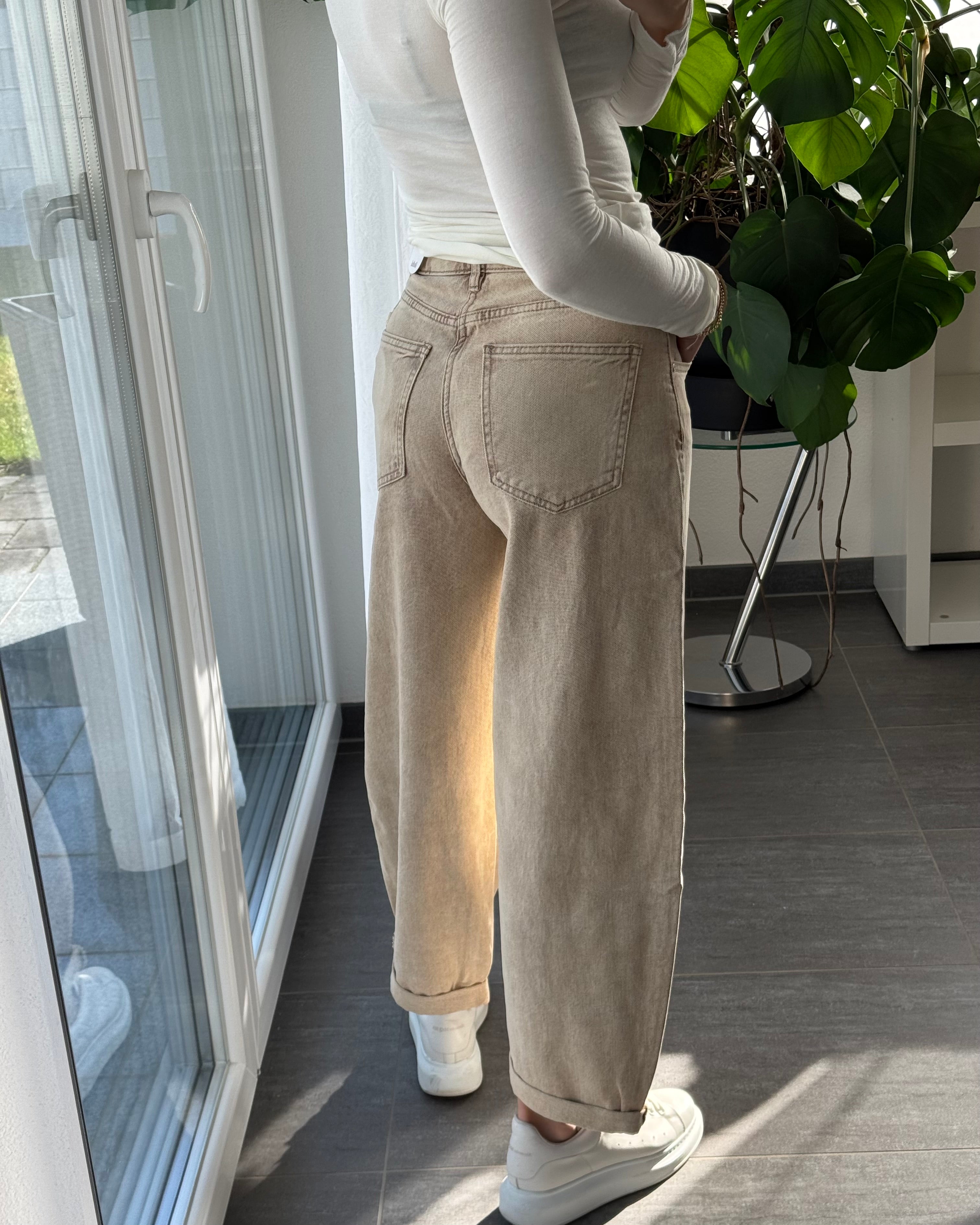 Stretch Balloon Jeans Dark Beige