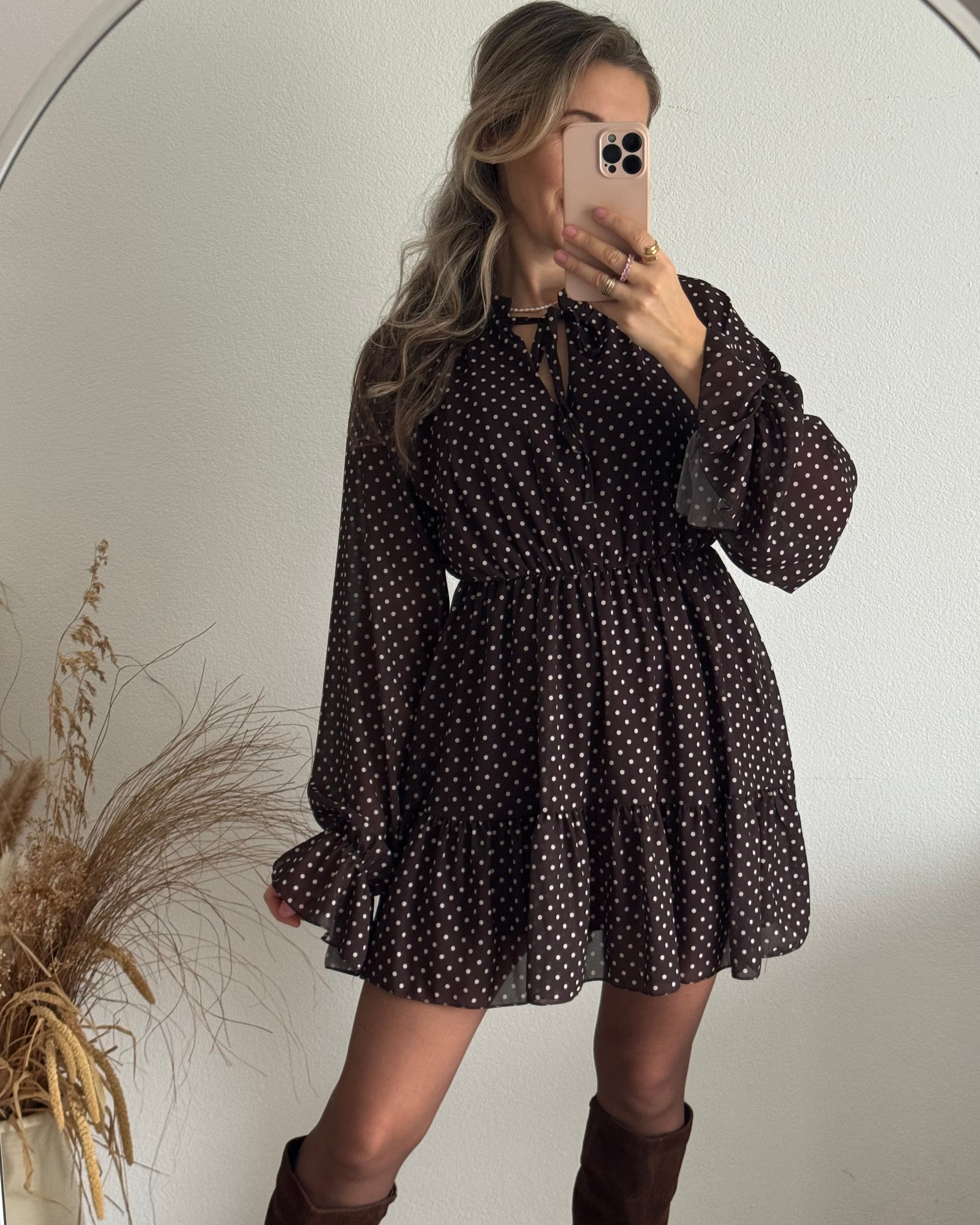 Kleid Polka Dot Braun