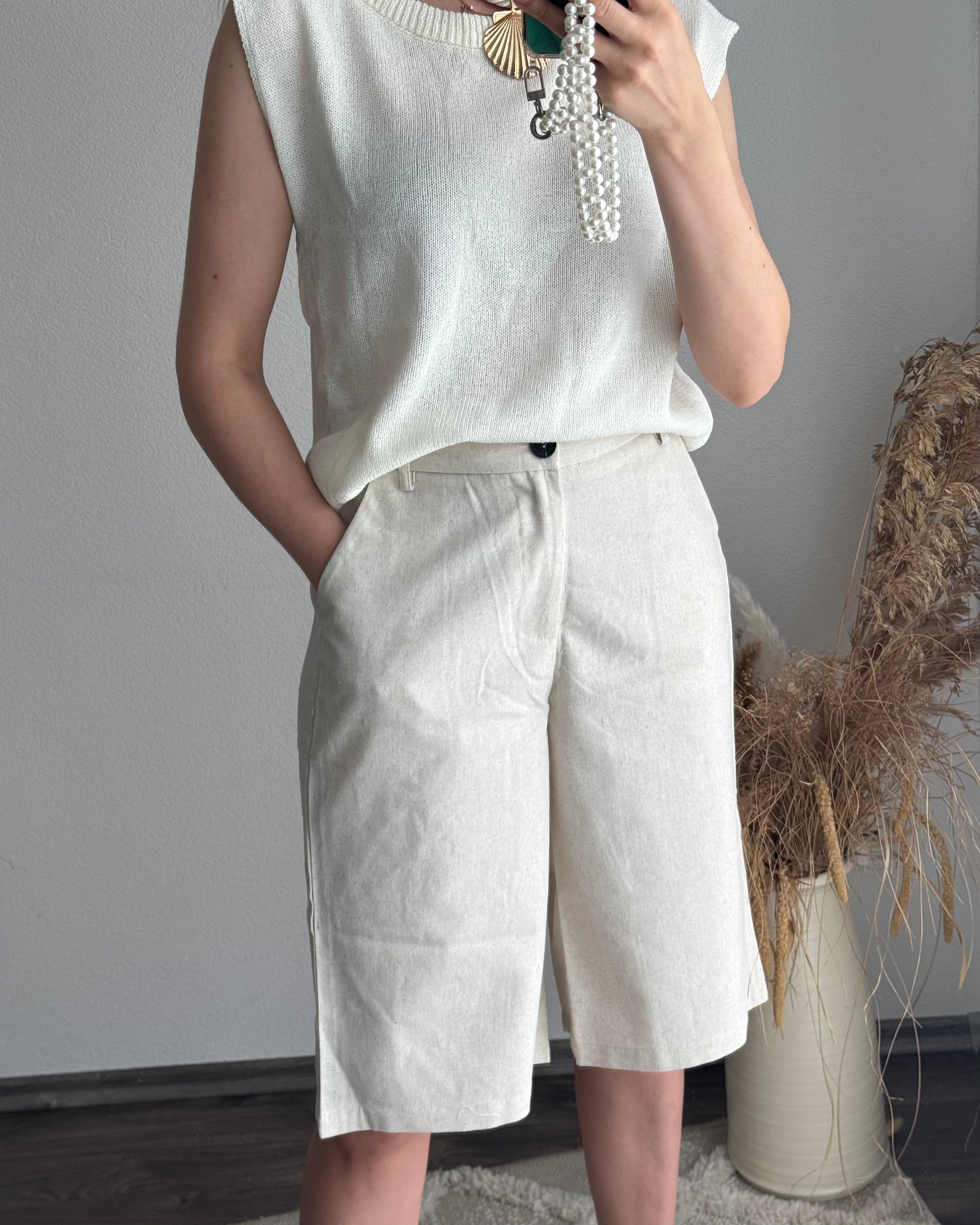 Leinen Bermuda Shorts