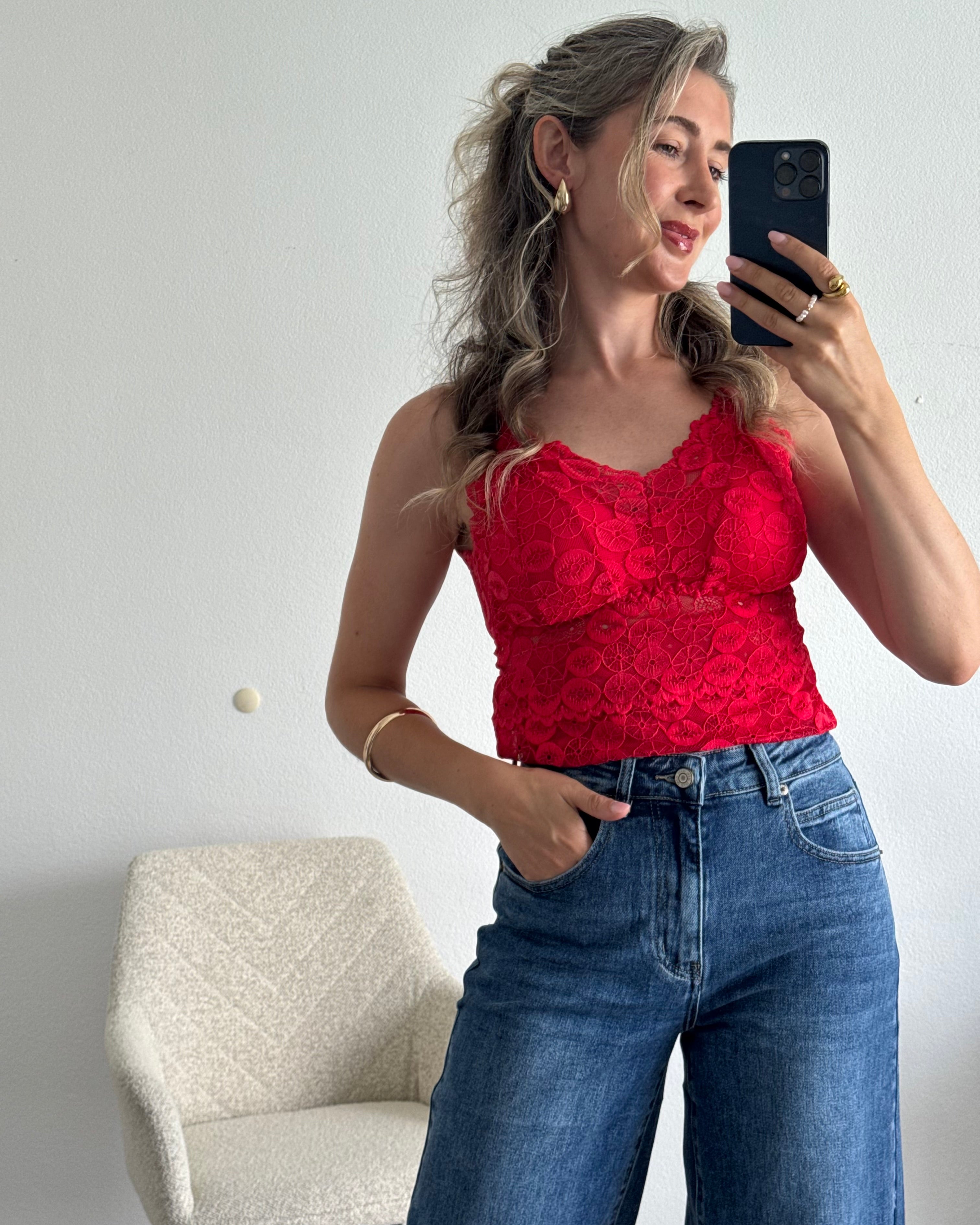 Spitzentop Lace Love Rot