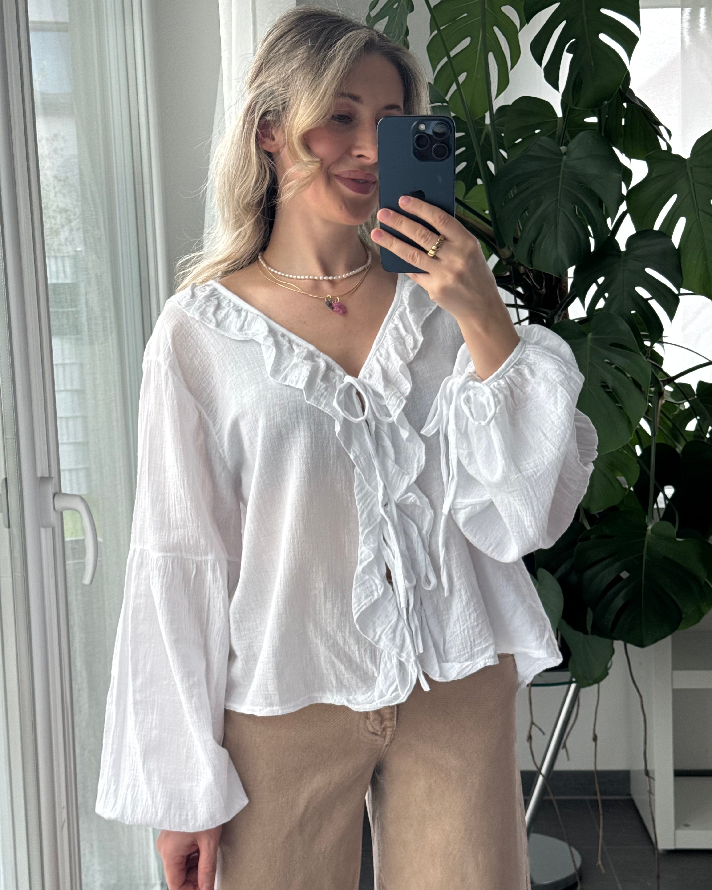 Rüschenbluse Mila weiß