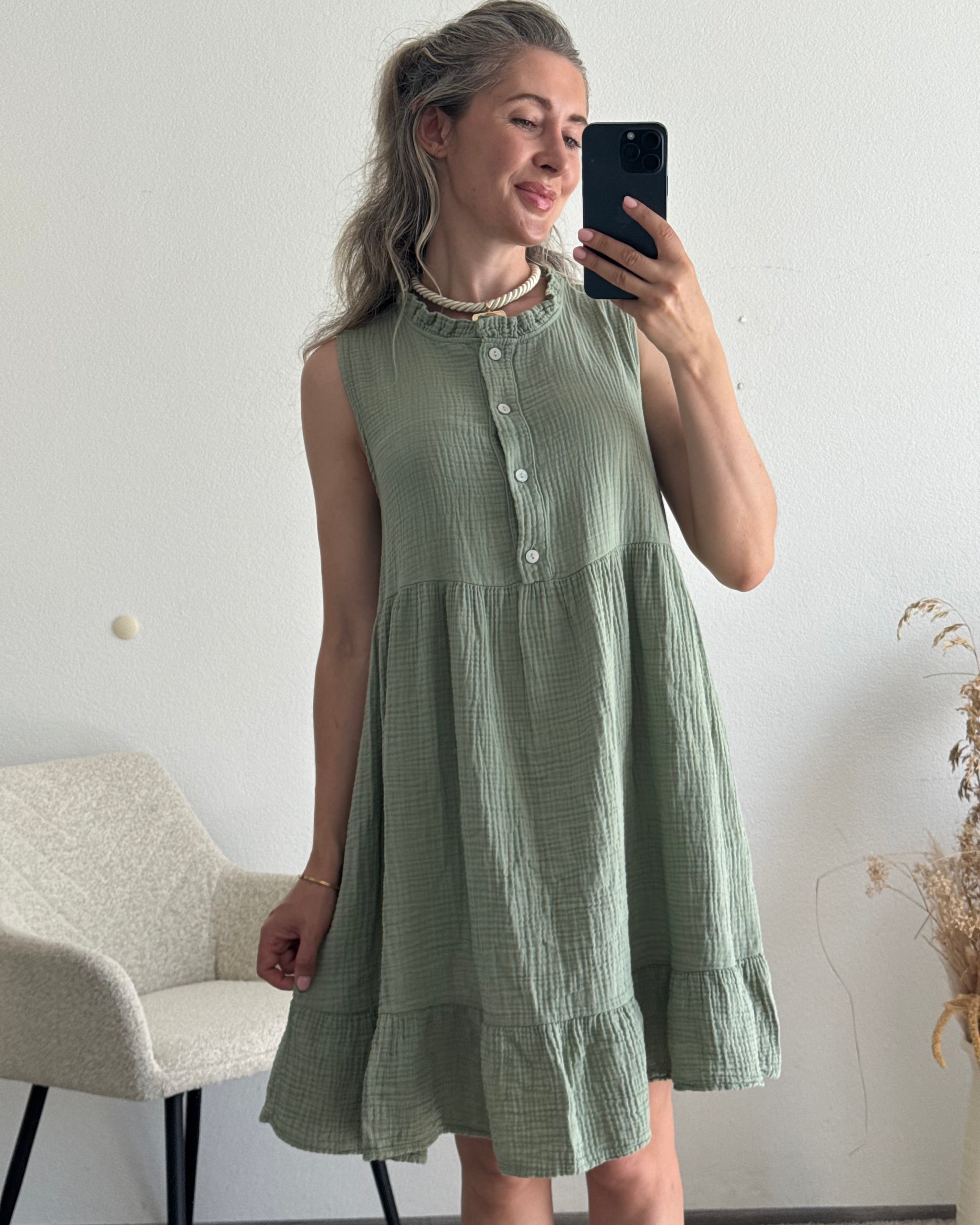 Musselinkleid Amari Khaki