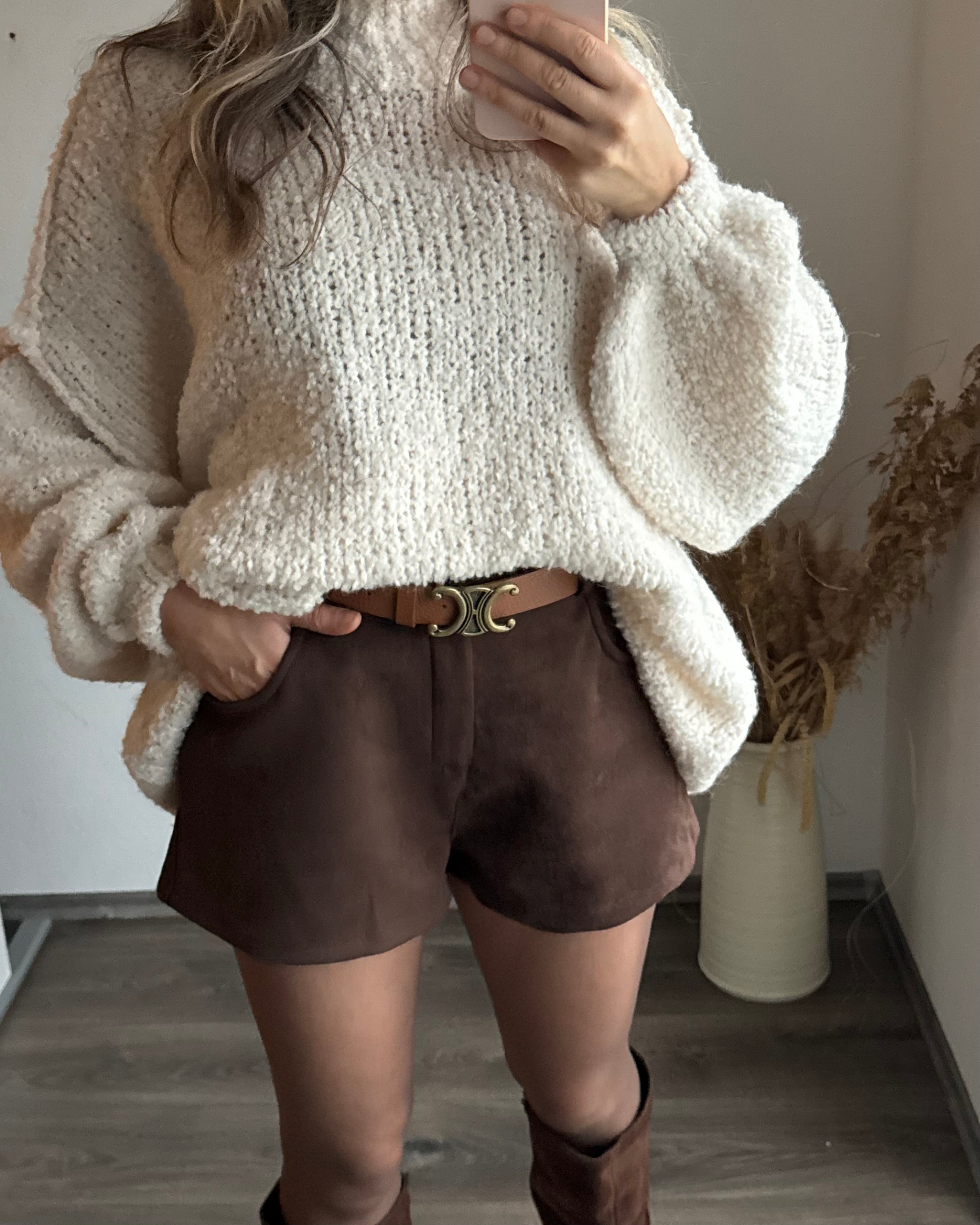 Shorts Wildlederoptik Braun