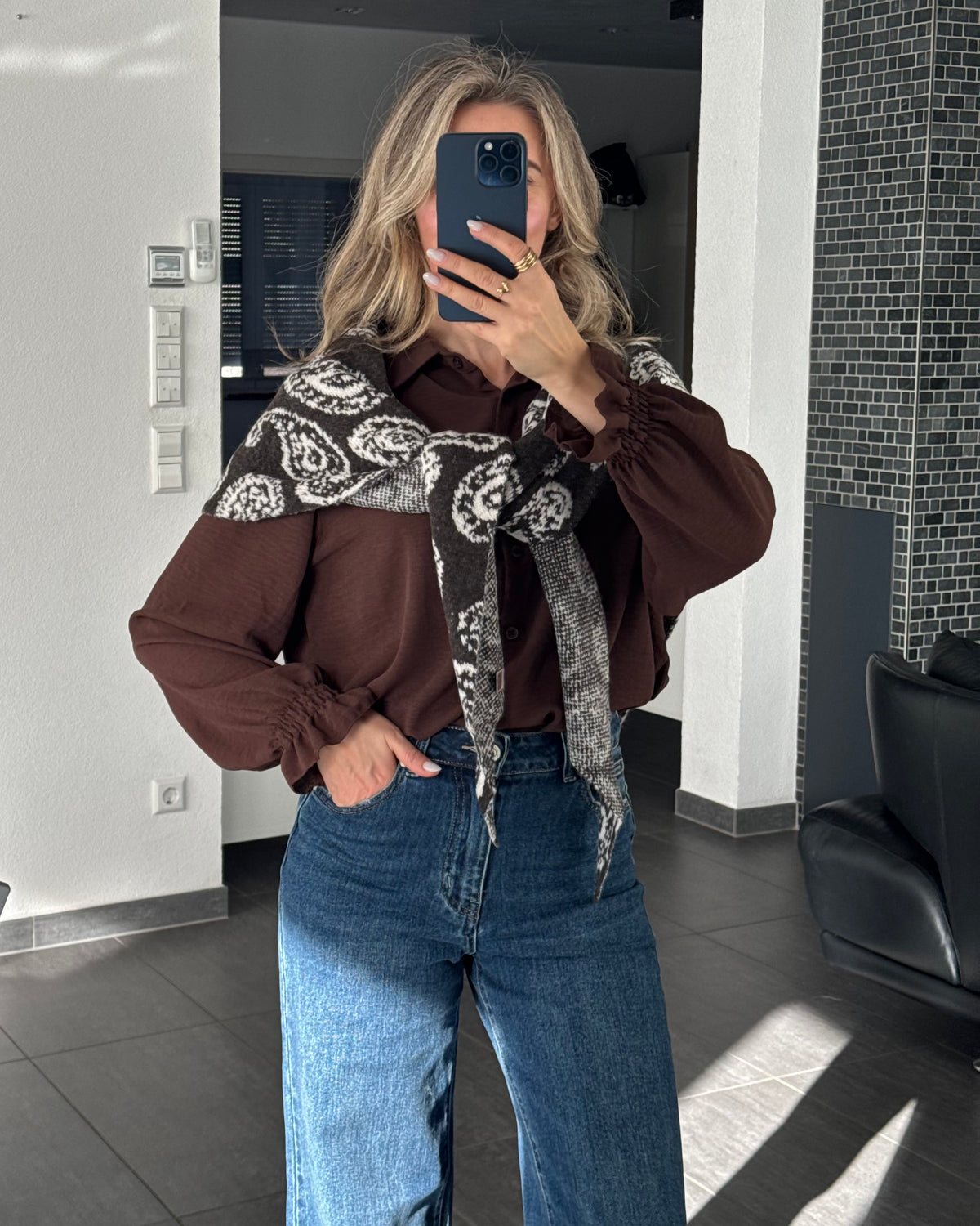 Dreieckstuch mit Paisley-Muster Braun