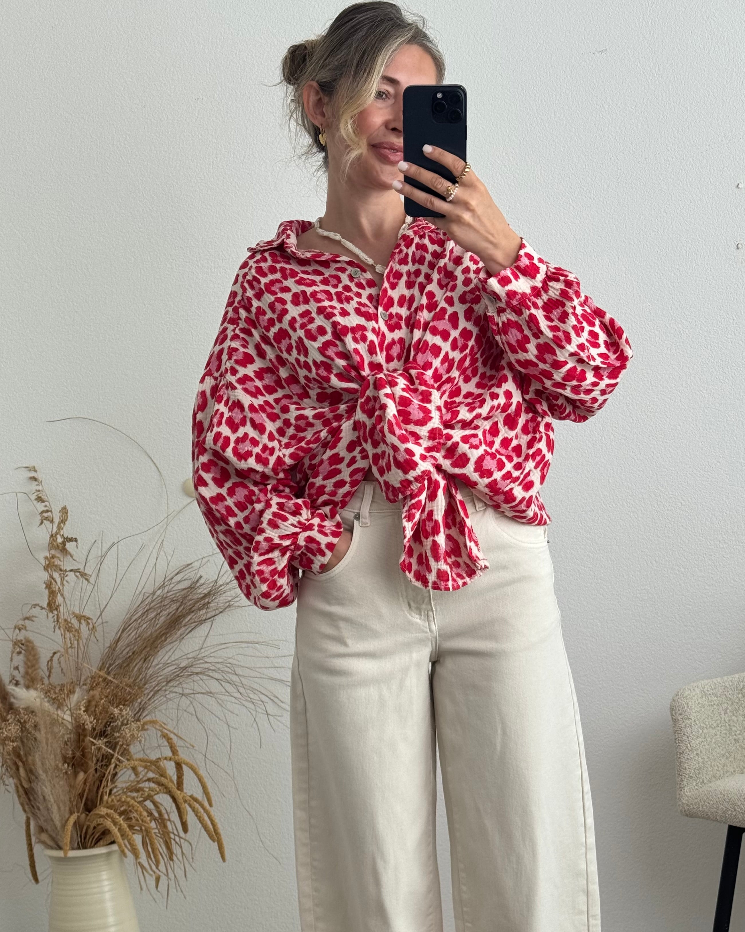 Musselinbluse Leo rot
