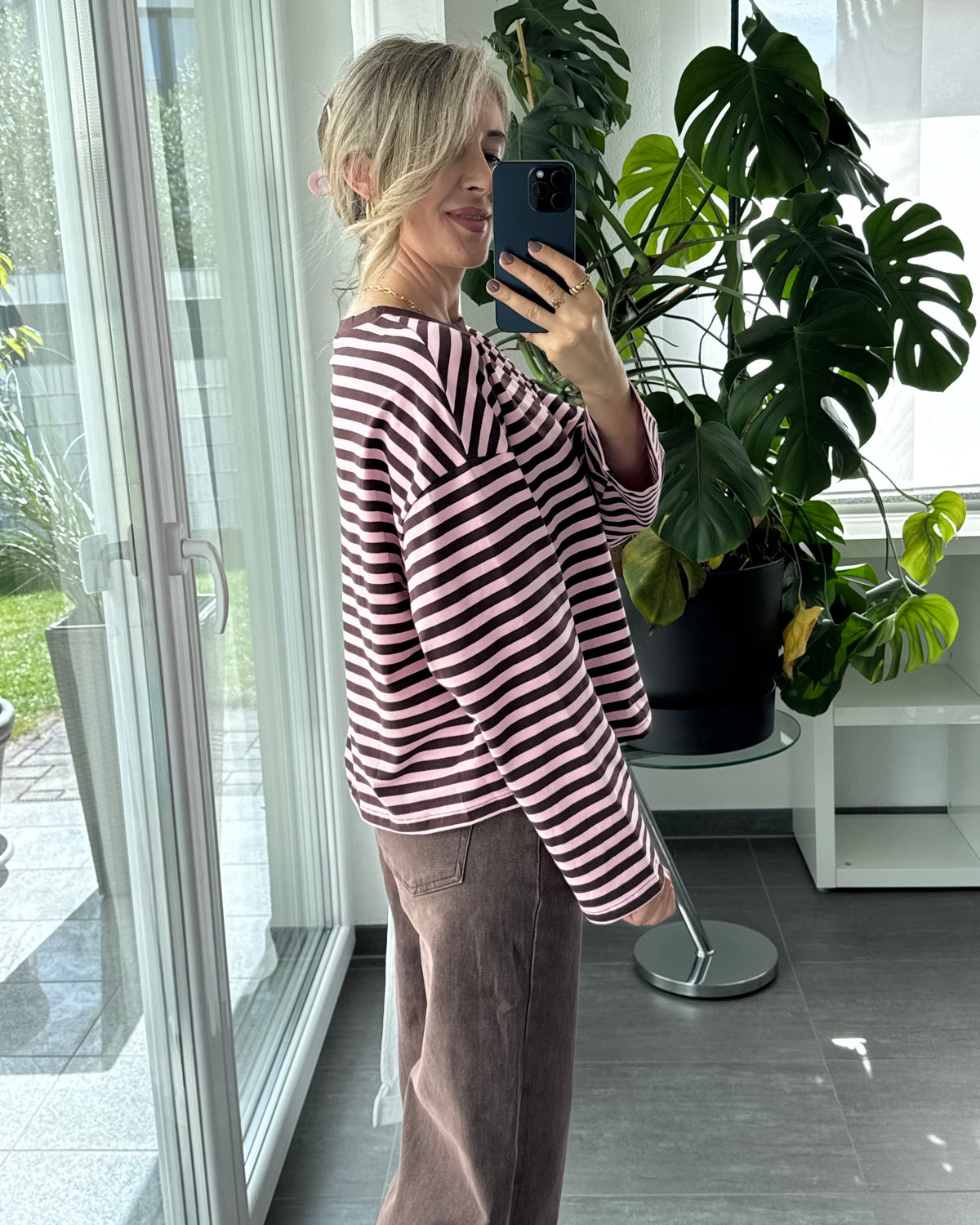 Oversize Stripe Shirt Choco Rosa